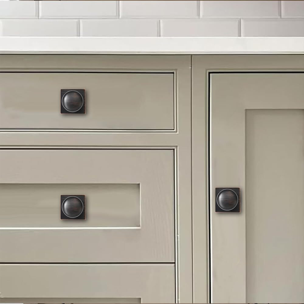 Khtumeware 10 Pack 1-1/2 Inch Oil Rubbed Bronze Cabinet Knobs With Vintage Backplate - For Drawers, Cabinets & Bi-Fold Doors Venetian Bronze