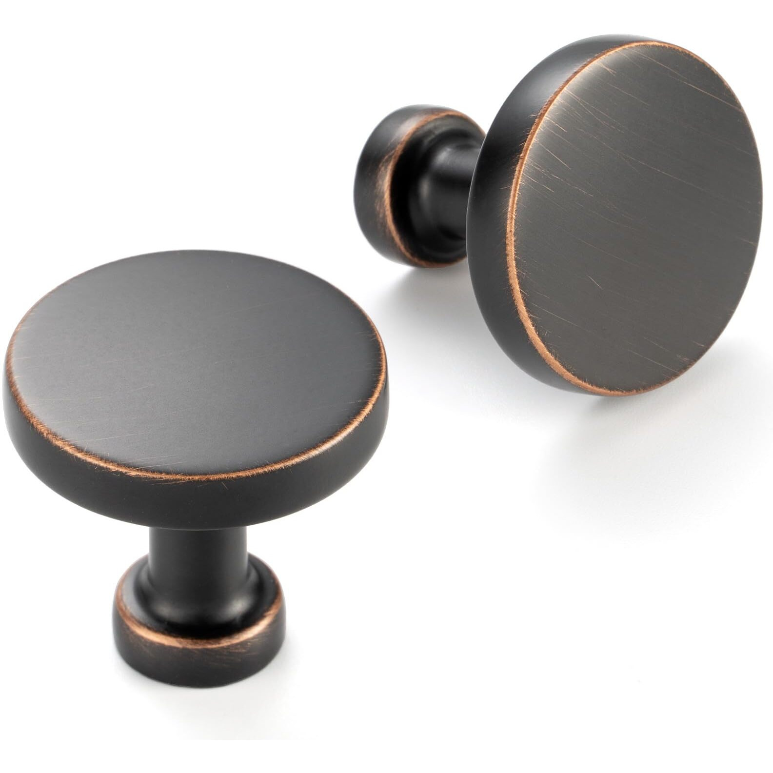 Askano 10 Pack 1-1/4 Inch Oil Rubbed Bronze Cabinet Knobs Brushed Bronze Drawer Knobs Round Bronze Cabinet Pulls, Zk2302 Kitchen Hardware For Cabinets Drawers Bedroom Dresser Cupboard Bathroom Vanity