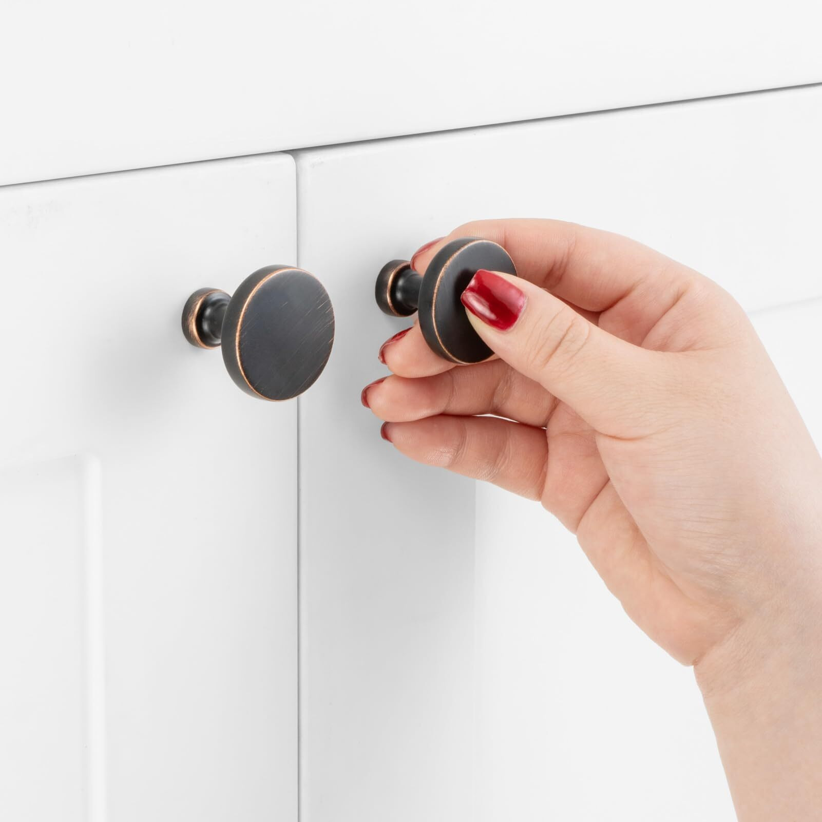 Askano 10 Pack 1-1/4 Inch Oil Rubbed Bronze Cabinet Knobs Brushed Bronze Drawer Knobs Round Bronze Cabinet Pulls, Zk2302 Kitchen Hardware For Cabinets Drawers Bedroom Dresser Cupboard Bathroom Vanity