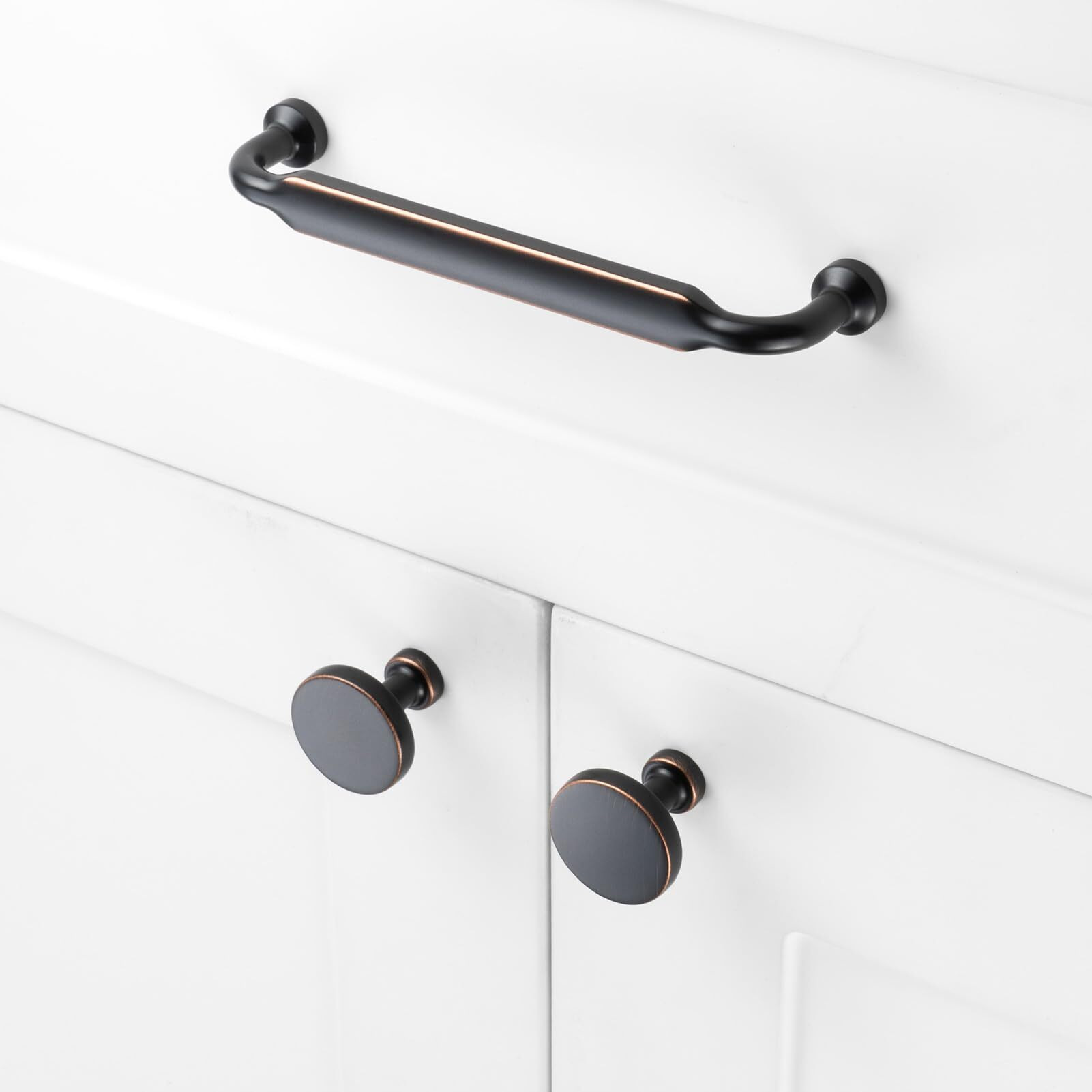 Askano 10 Pack 1-1/4 Inch Oil Rubbed Bronze Cabinet Knobs Brushed Bronze Drawer Knobs Round Bronze Cabinet Pulls, Zk2302 Kitchen Hardware For Cabinets Drawers Bedroom Dresser Cupboard Bathroom Vanity