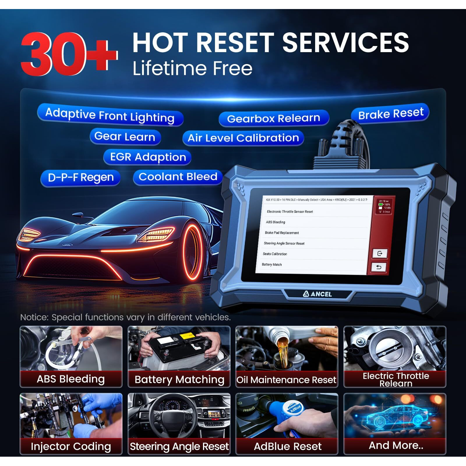 Ancel Ds160 Obd2 Scanner For Kia Hyundai, Full System Bidirectional Scan Tool, 30+ Reset Functions, Abs Bleed, Gearbox Learn, Battery Match, Sas, Oil Reset, Lifetime Free Updates, Full Obd2, Autovin