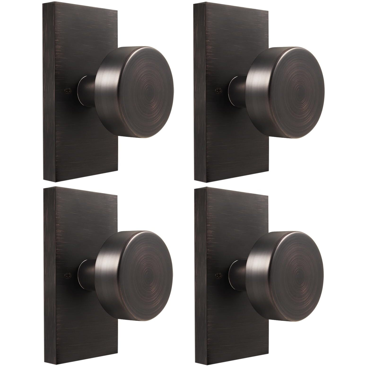 Hiemey Oil Rubbed Bronze Dummy Door Knobs Interior, Modern Rectangle Dummy Door Handle For Bifold Closet, 4 Pack