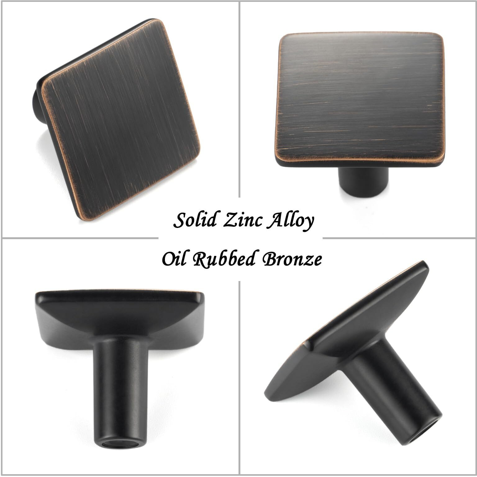 Askano 10 Pack 1-1/4 Inch Oil Rubbed Bronze Cabinet Knobs Brushed Bronze Drawer Knobs Square Bronze Cabinet Pulls, Zk2201 Kitchen Hardware For Cabinets Drawers Bedroom Dresser Bathroom Vanity Cupboard