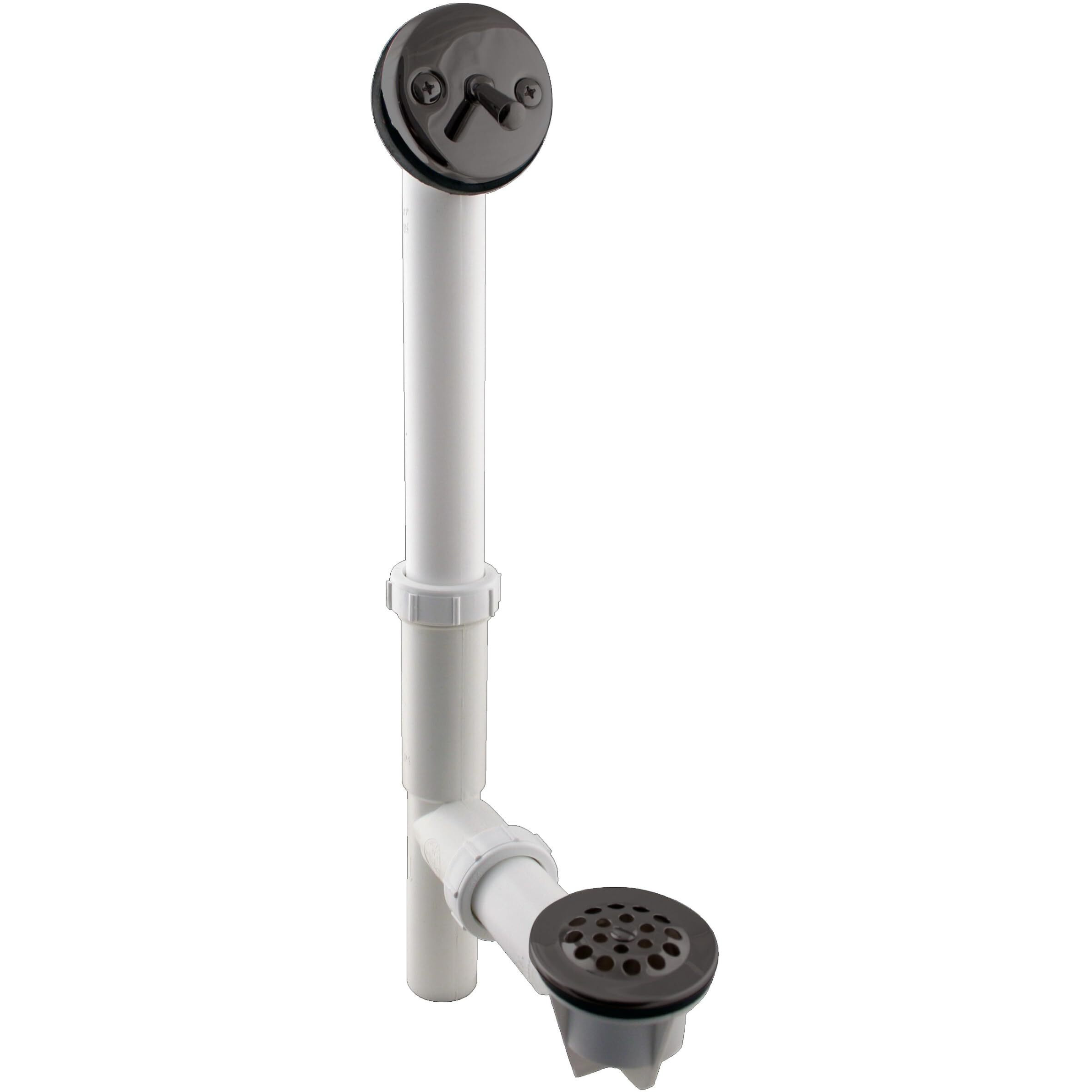 Westbrass 592244-12 14"" White Poly Tubular Bath Waste & Overflow Assembly With Trip Lever And Strainer Grid Drain Cover, Oil Rubbed Bronze