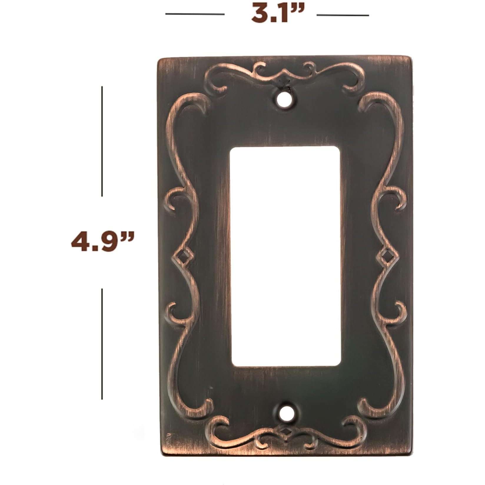 Sleeklighting | Wall Plates Decorative Regal Scrollwork Oil Rubbed Bronze | Electric Outlet And Switch Covers| Style 1 Gang Decorator (2 Pack)
