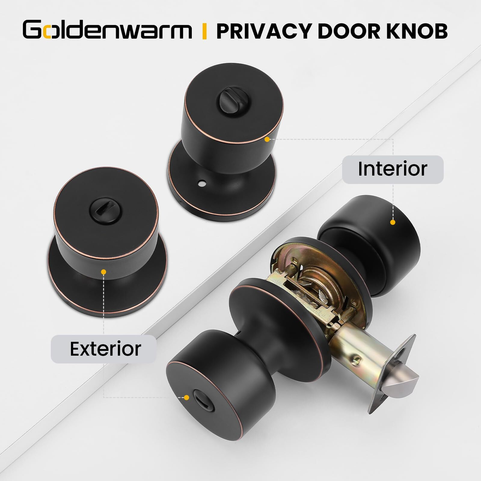 Goldenwarm Oil Rubbed Bronze Door Knobs Interior, Privacy Door Knob Bronze Door Knobs Interior Bulk Privacy Door Knobs For Bedroom Or Bathroom (1 Pack)