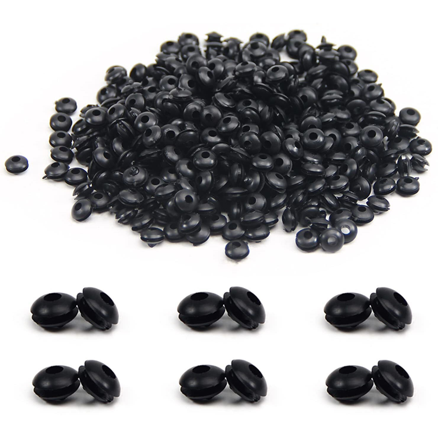 Fielect 1000Pcs Rubber Grommets 3Mm Mounting Dia Rubber Wire Grommet Oil Resistant Armature Rubber Grommets For Wiring