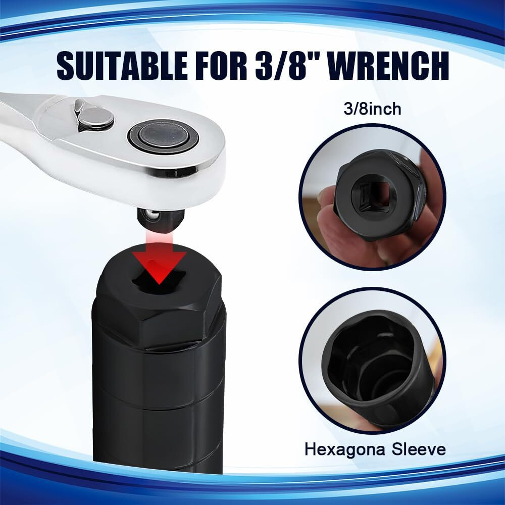 Tecledsn Oil Pressure Sensor Socket, Oil Pressure Sending Unit Socket, 1 1/16"" Socket Switch Fits 3/8"" Drive Or 1 1/8"" Hex Wrench, Disassembly Tool For Quick Removing Oil Sending Unit (Black)