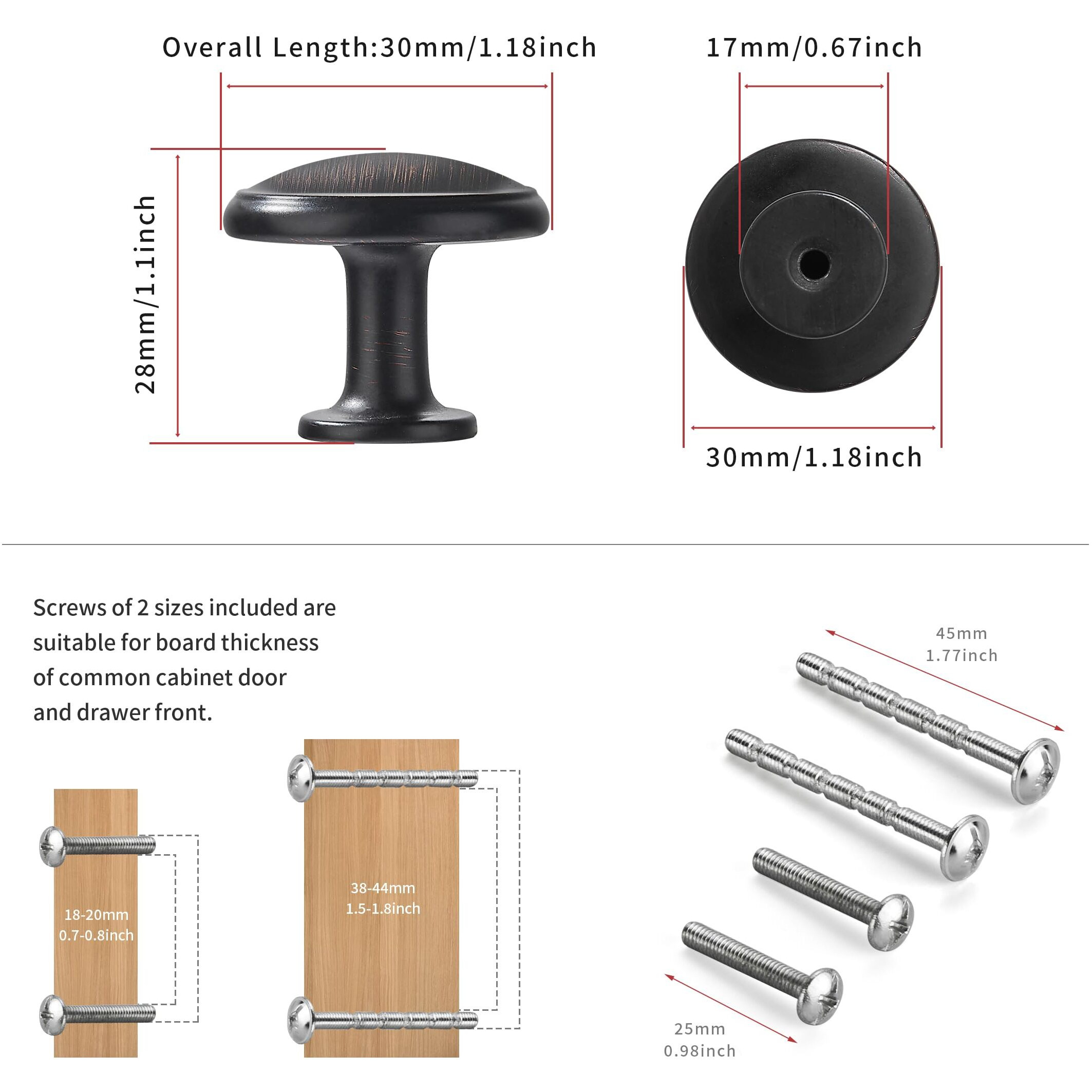 Dosoye 10 Pack Oil Rubbed Bronze Cabinet Knobs Drawer Knob Kitchen Hardware - Single Hole Cabinet Knobs Kitchen Cabinet Pulls For Closet Wardrobe Dresser Cupboard