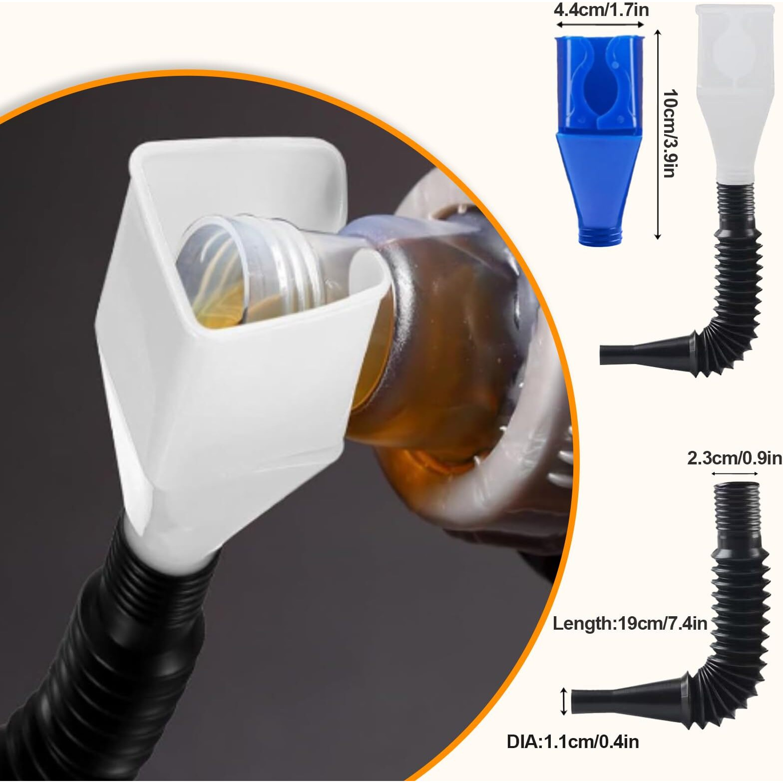 Haiaoxonr Automotive Refueling Set 10 Pcs, Wide Mouth Fuel Funnels, Long Neck Oil Funnels, Snap Funnel,Flexible Right Angle Funnels,Funnel For Filling Engine Oil/Gasoline/Water/Coolant
