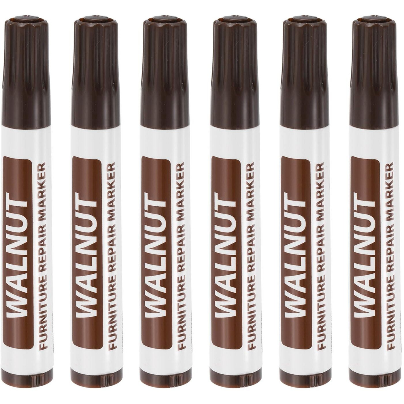 Uxcell Furniture Repair Wood Markers, 6 Pcs Walnut Touch Up Filler Sticks, Oil Based Paint Markers For Scratches, Wood Floors, Tables, Cabinet, Carpenters, Cover Ups