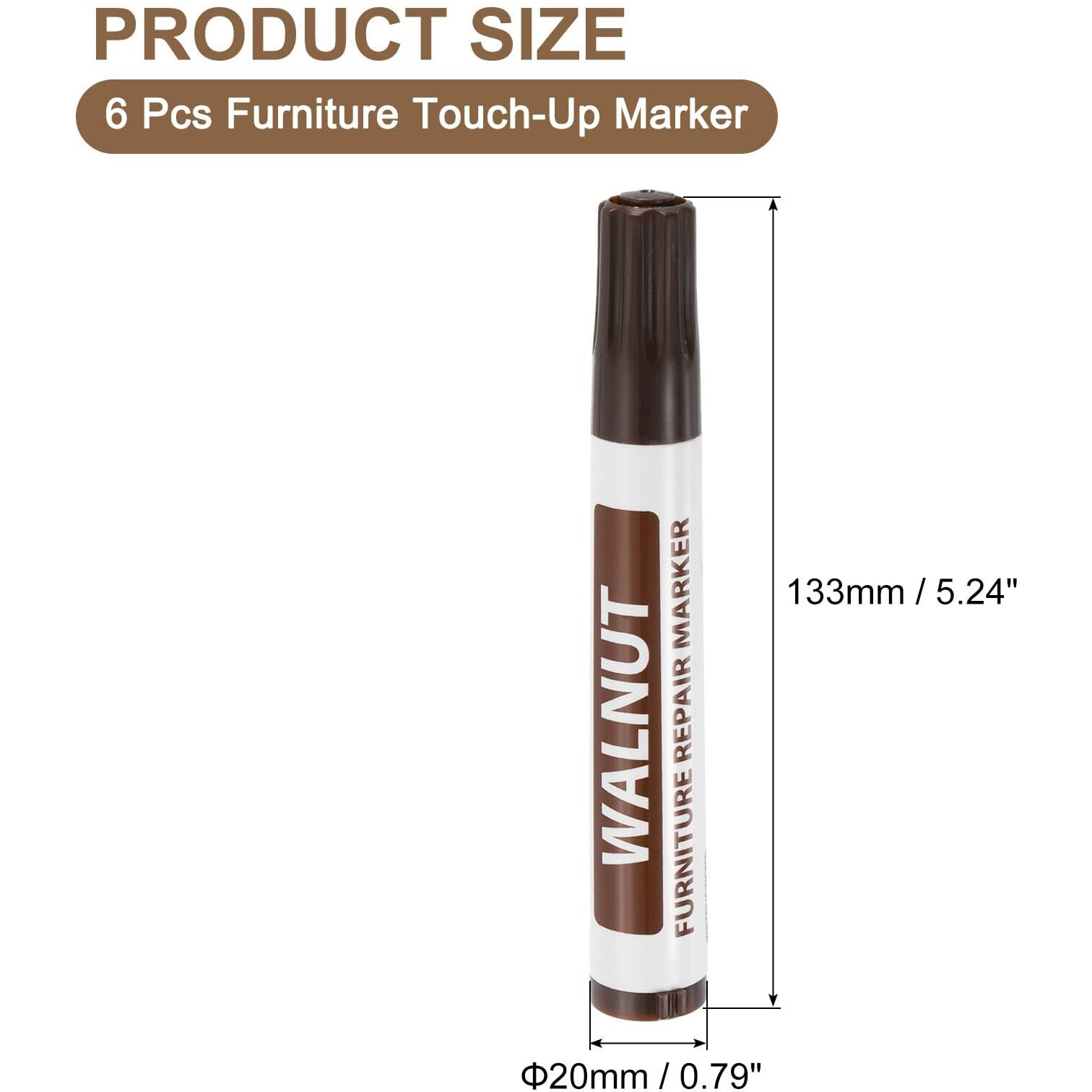 Uxcell Furniture Repair Wood Markers, 6 Pcs Walnut Touch Up Filler Sticks, Oil Based Paint Markers For Scratches, Wood Floors, Tables, Cabinet, Carpenters, Cover Ups