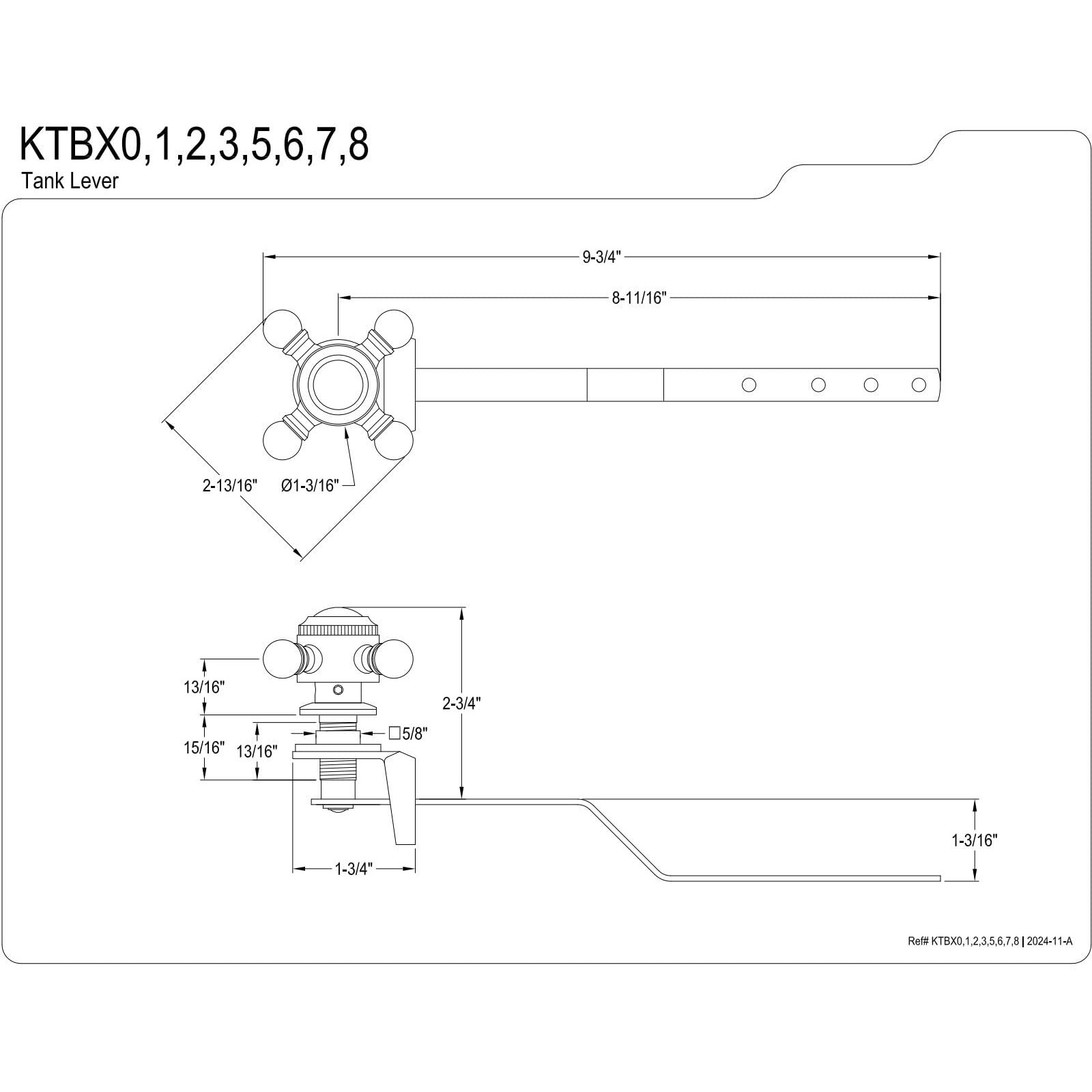 Kingston Brass Ktbx5 Buckingham Toilet Tank Lever, 2-7/8-Inch, Oil Rubbed Bronze