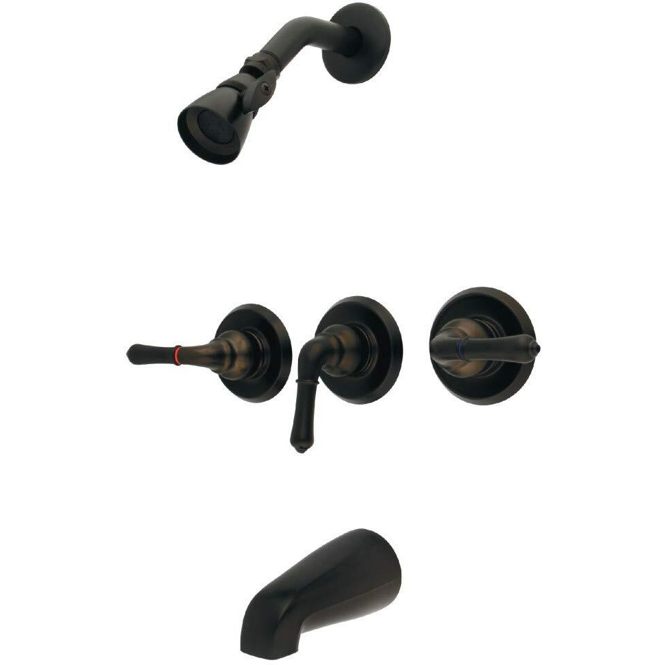 Kingston Brass Gkb235 Magellan Tub And Shower Faucet With Three Handles, Oil Rubbed Bronze, 11.68 X 8 X 7.75