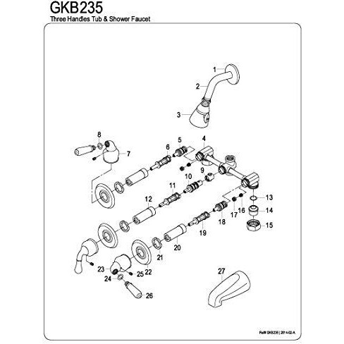 Kingston Brass Gkb235 Magellan Tub And Shower Faucet With Three Handles, Oil Rubbed Bronze, 11.68 X 8 X 7.75