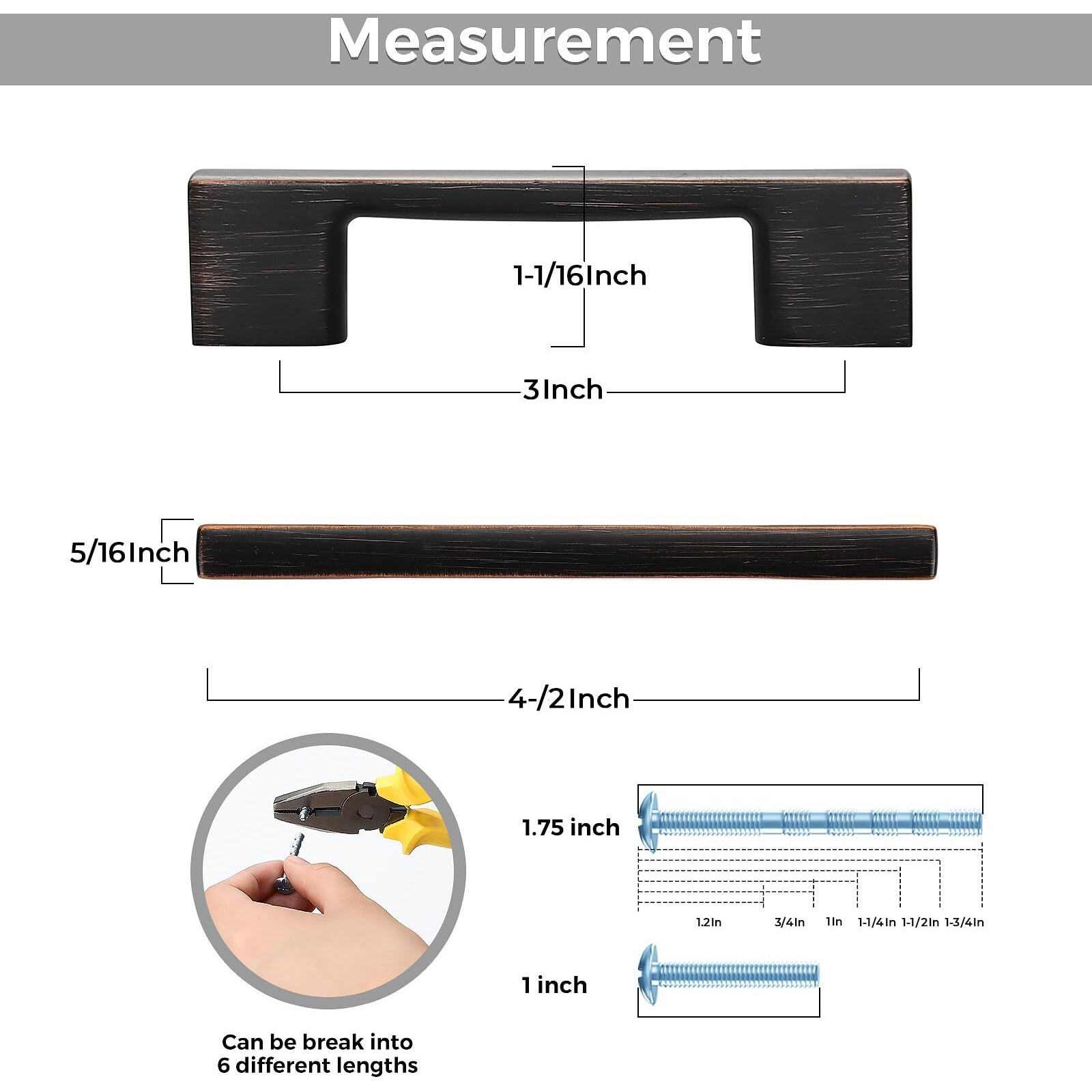 Ravinte Decor 5 Pack Kitchen Cabinet Handles 3"" Hole Center Wide Foot Drawer Pulls - Oil Rubbed Bronze Cabinet Pulls Solid Kitchen Hardware For Drawer Dresser Closet Door Handles