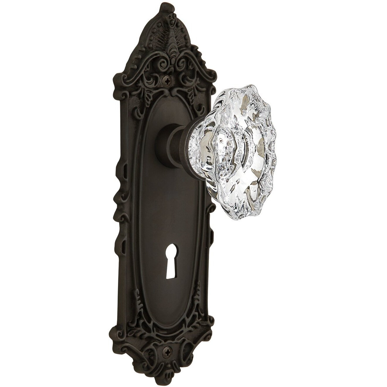 Nostalgic Warehouse Victorian Plate With Keyhole Chateau Knob, Double Dummy, Oil-Rubbed Bronze