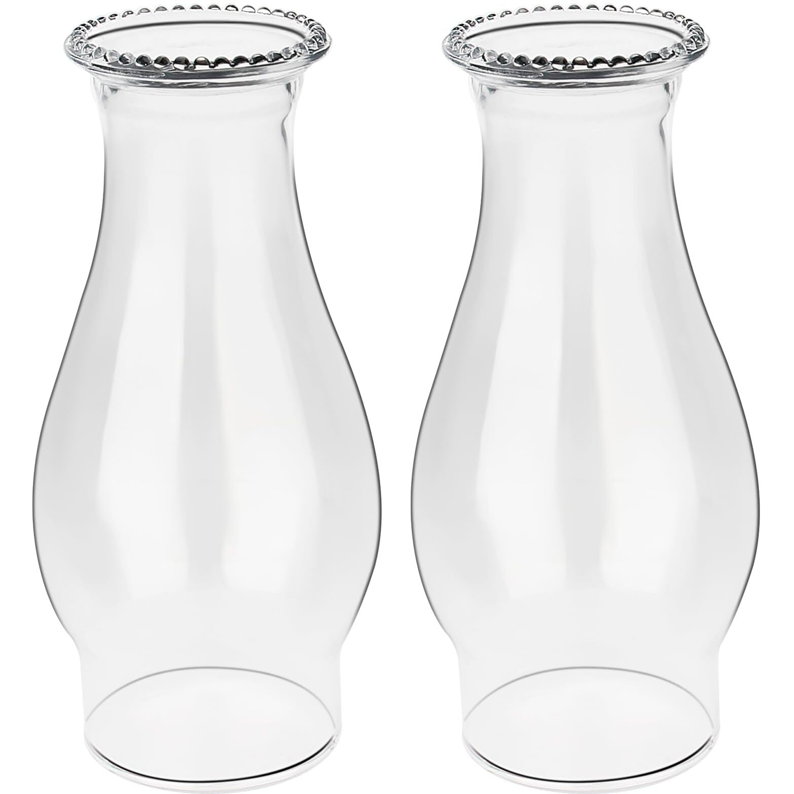 Oil Lamp Chimney Replacement - Clear Hurricane Lamp Glass Shade (Wave Style) For Kerosene Lamps - 3 Inch Base (2Pack)