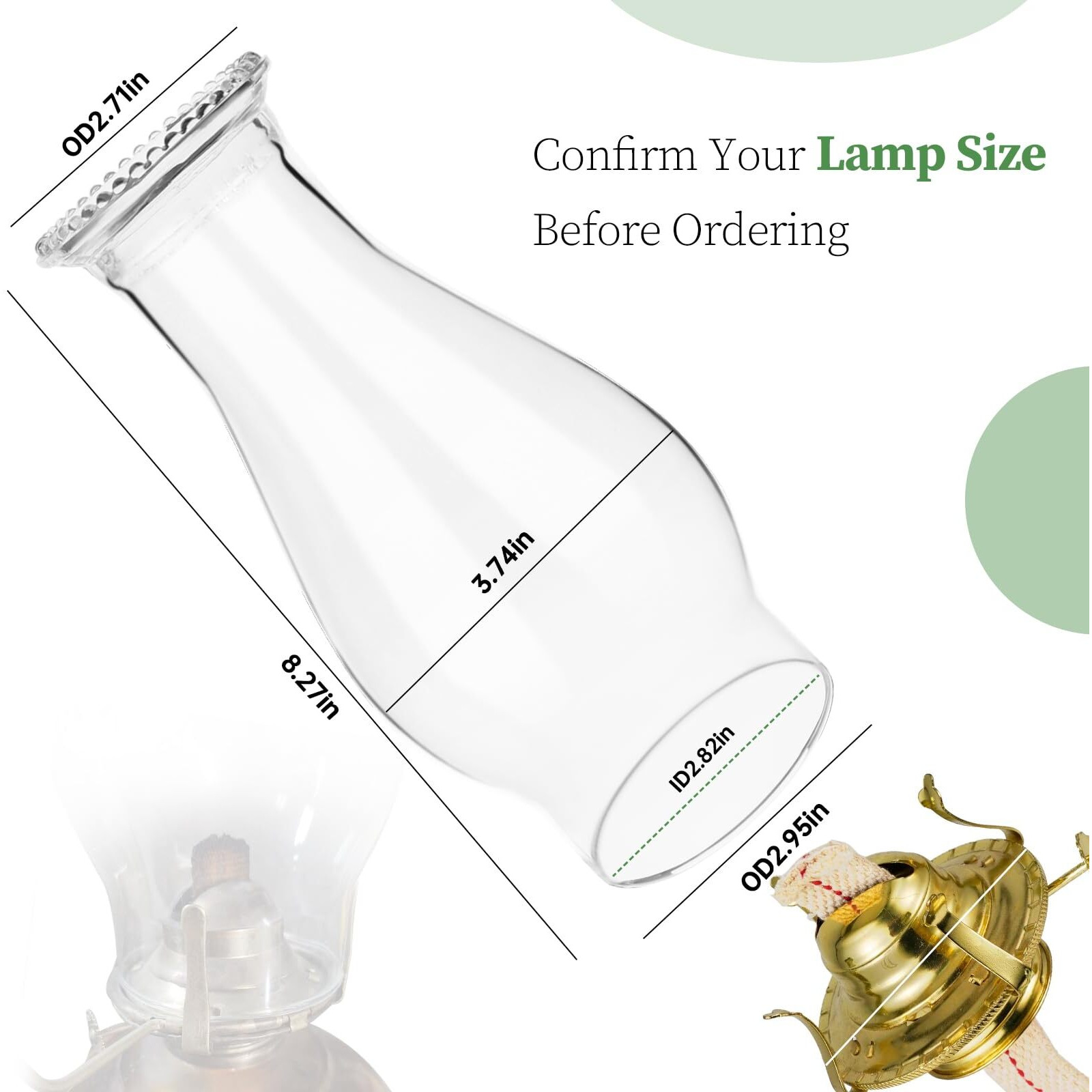 Oil Lamp Chimney Replacement - Clear Hurricane Lamp Glass Shade (Wave Style) For Kerosene Lamps - 3 Inch Base (2Pack)
