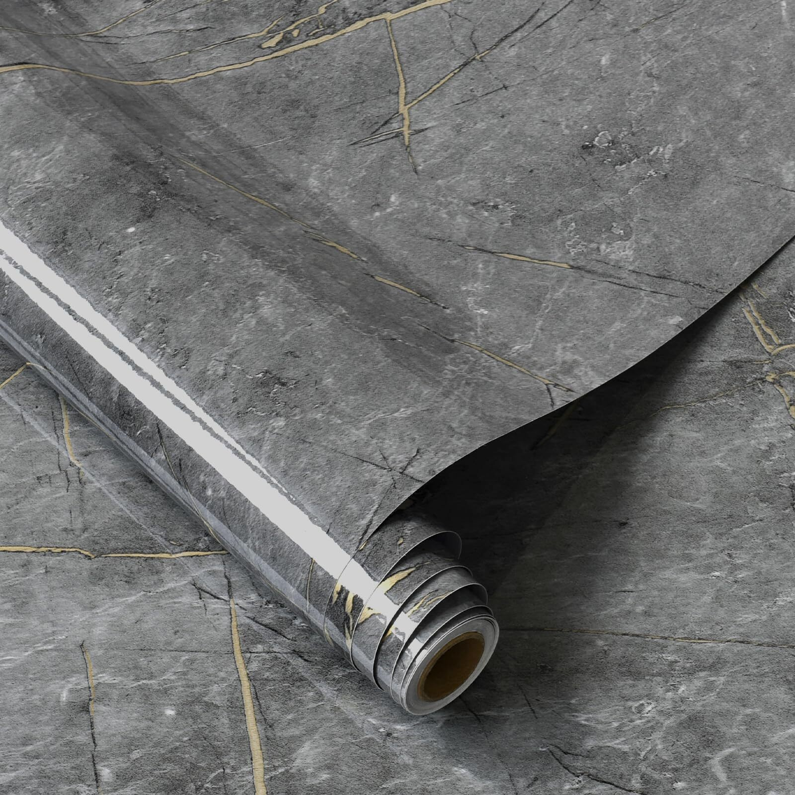 31.5"&quotX158"" Grey Marble Peel And Stick Countertop Glossy Granite Contact Paper Laminate Sheets For Countertops Thick Quartz Marble Vinyl Wrap Waterproof Oil Proof Furniture Stickers For Kitchen Counter