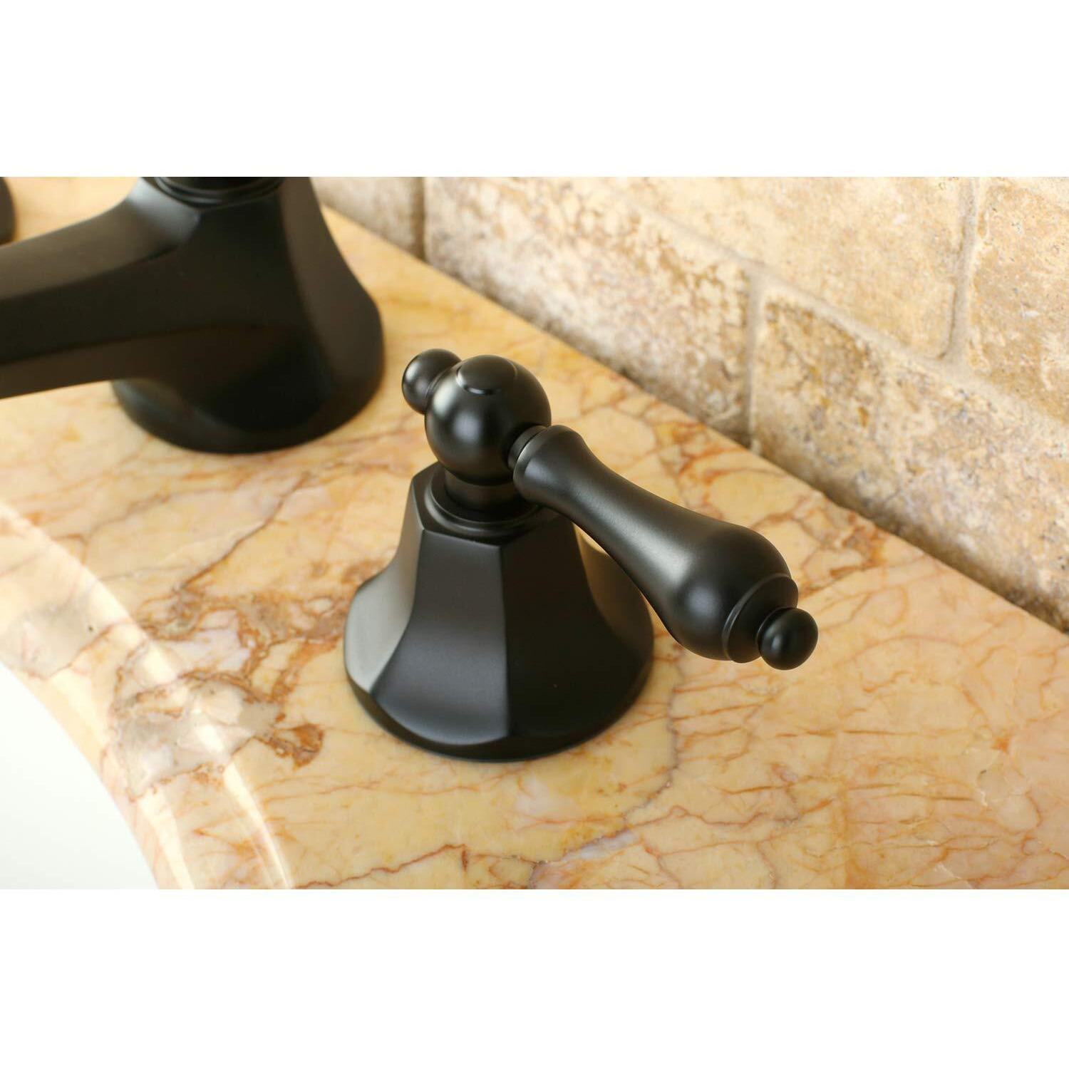 Kingston Brass Ks4465Al Metropolitan Widespread Lavatory Faucet With Metal Lever Handle, Oil Rubbed Bronze