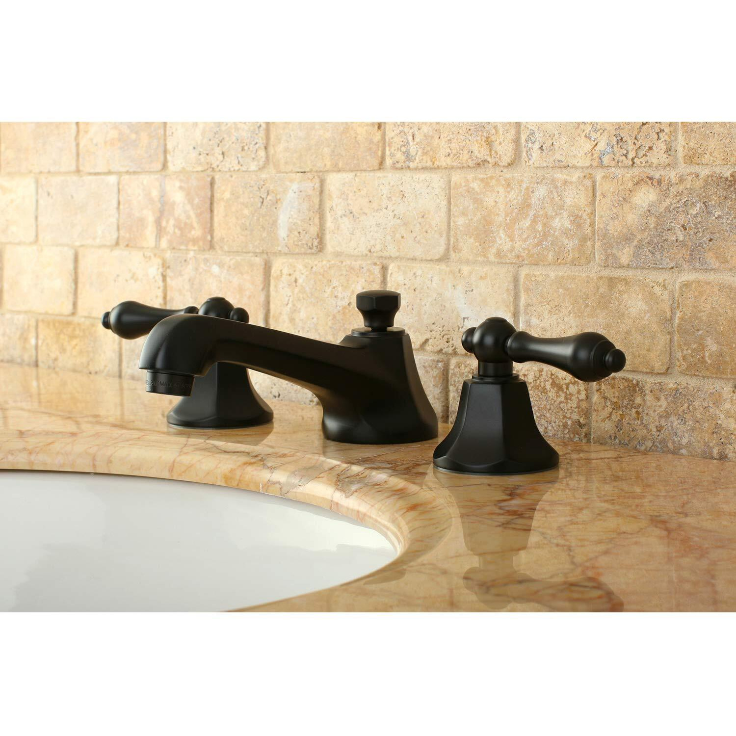 Kingston Brass Ks4465Al Metropolitan Widespread Lavatory Faucet With Metal Lever Handle, Oil Rubbed Bronze