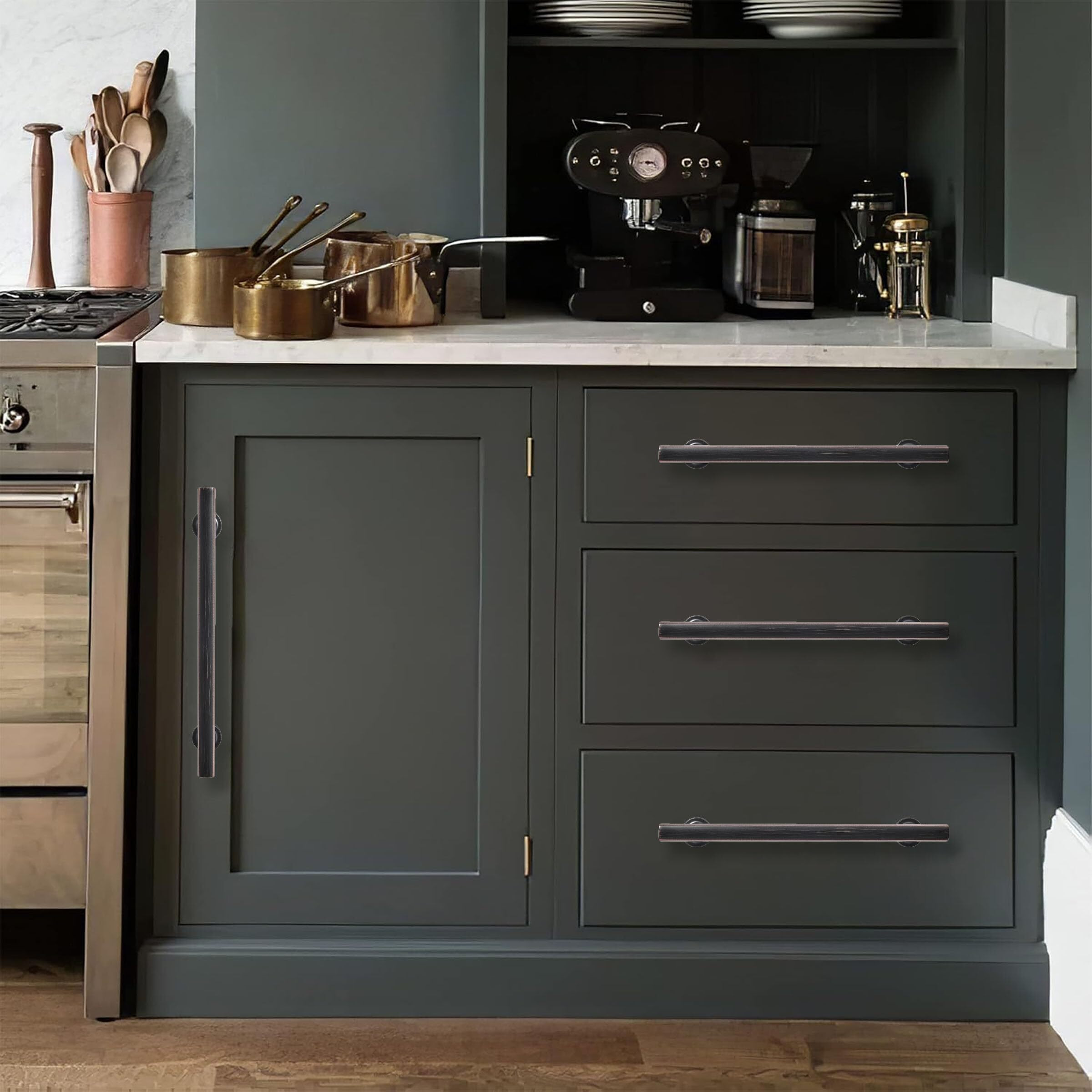 Khtumeware 10 Pack 8 Inch(203Mm) Oil Rubbed Bronze Cabinet Pulls Kitchen Solid Heavy Duty Venetian Bronze Cabinet Pulls Kitchen Cabinet Hardware For Cupboard Drawer Handles Dresser Pulls