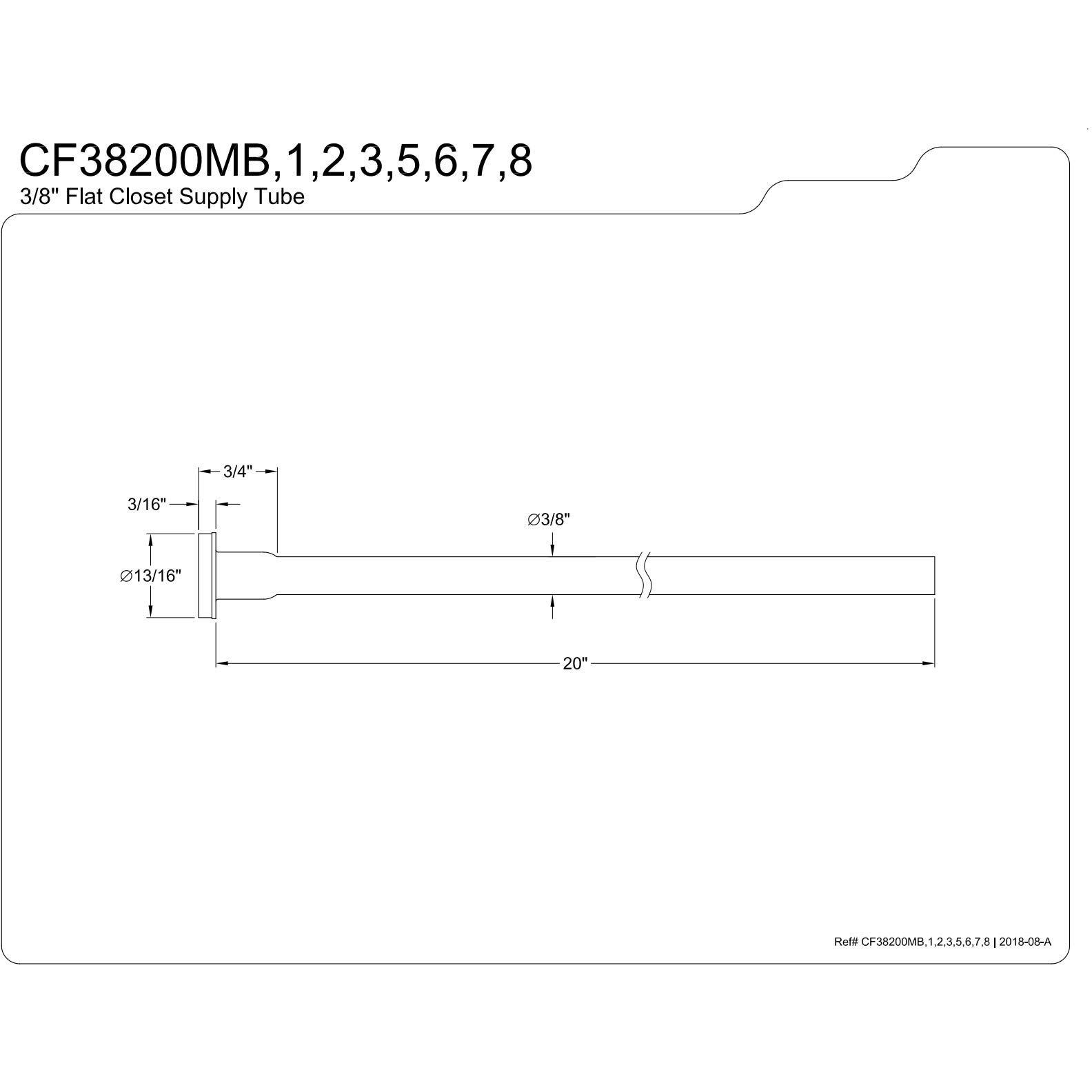 Kingston Brass Cf38205 Complement 3/8-Inch Diameter Flat Closet Supply, 20-Inch, Oil Rubbed Bronze