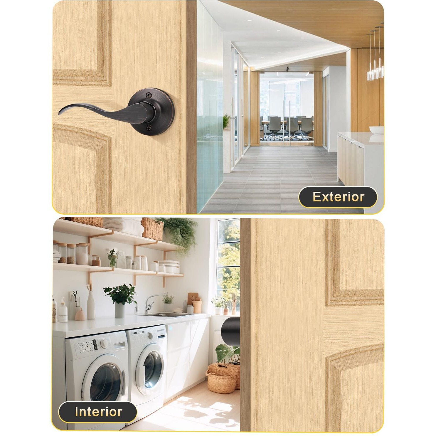 Mengico 5 Pack Single Sided Dummy Door Handle, Oil Rubbed Bronze Interior Door Lever, Left Handled Dummy Knobs For Closet, Non-Turning Interior Push/Pull Door Knob