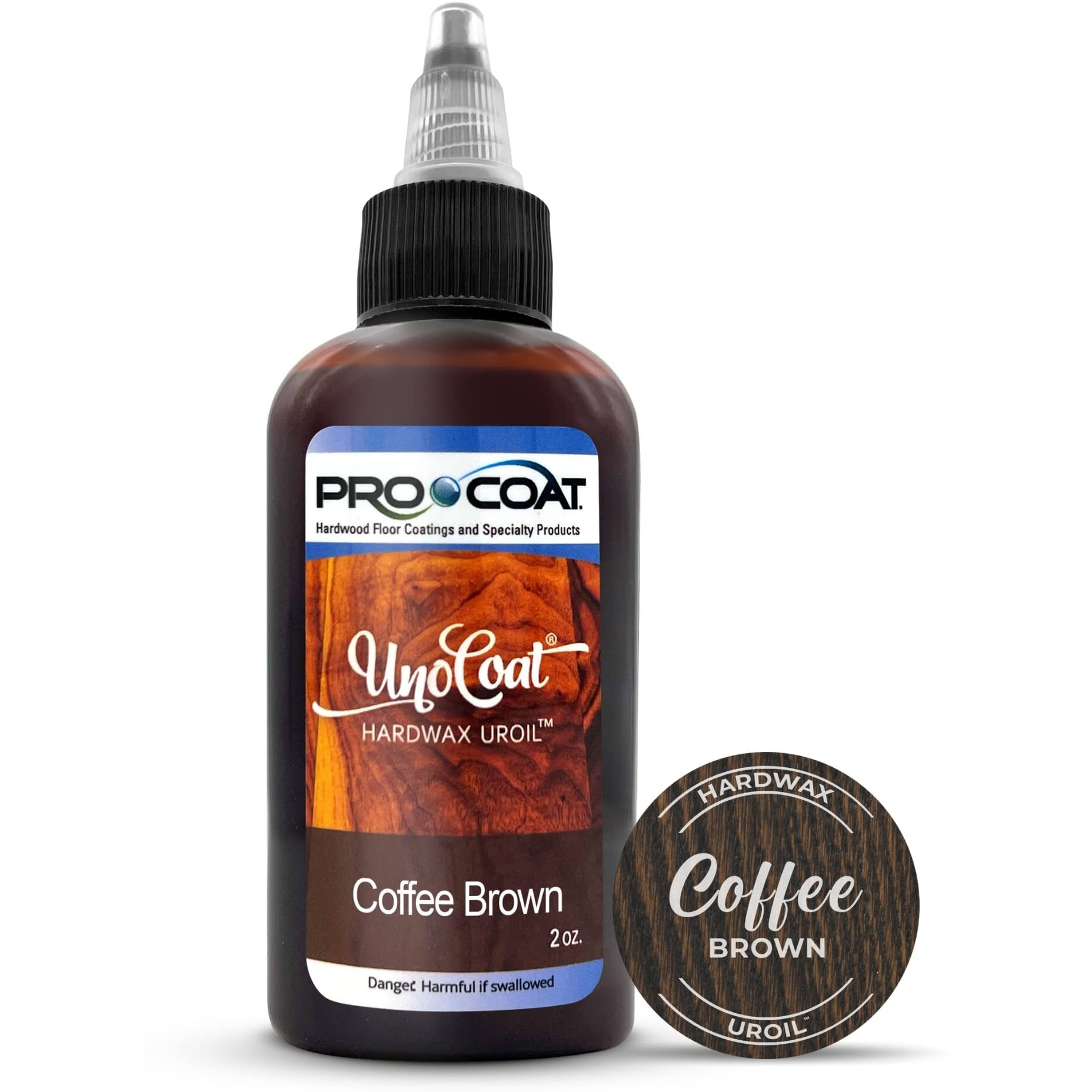 Unocoat Hardwax Uroil Color Samples - Made In Usa - Advanced Wood Grain Treatment For Indoor Applications, Urethane-Modified Hard Wax Oil, For Any Wood Species - 2 Oz / 59 Ml - Coffee Brown