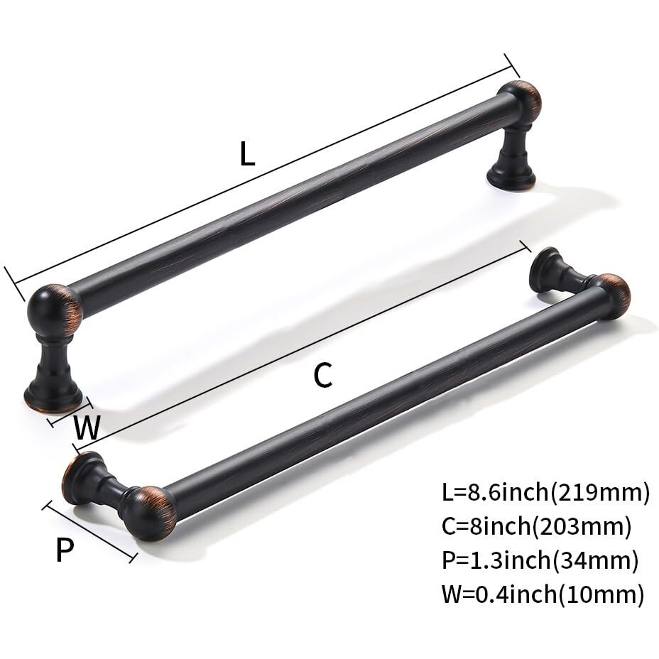 Khtumeware 10 Pack 8 Inch Hole Center Oil Rubbed Bronze Cabinet Pulls Heavy Duty Solid Cabinet Handles Cabinets Dressers Kitchens Handles Bathroom Cabinets
