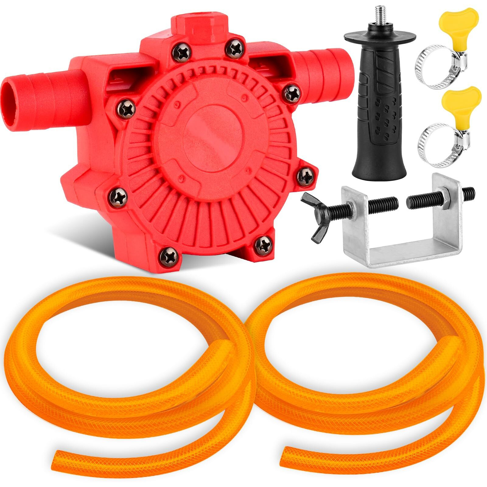Portable Self Priming Water Drill Pump Attachment,Self Priming Pump Attachment For Drills With Suction And Discharge Hose For Water Oil Fluid Transfer