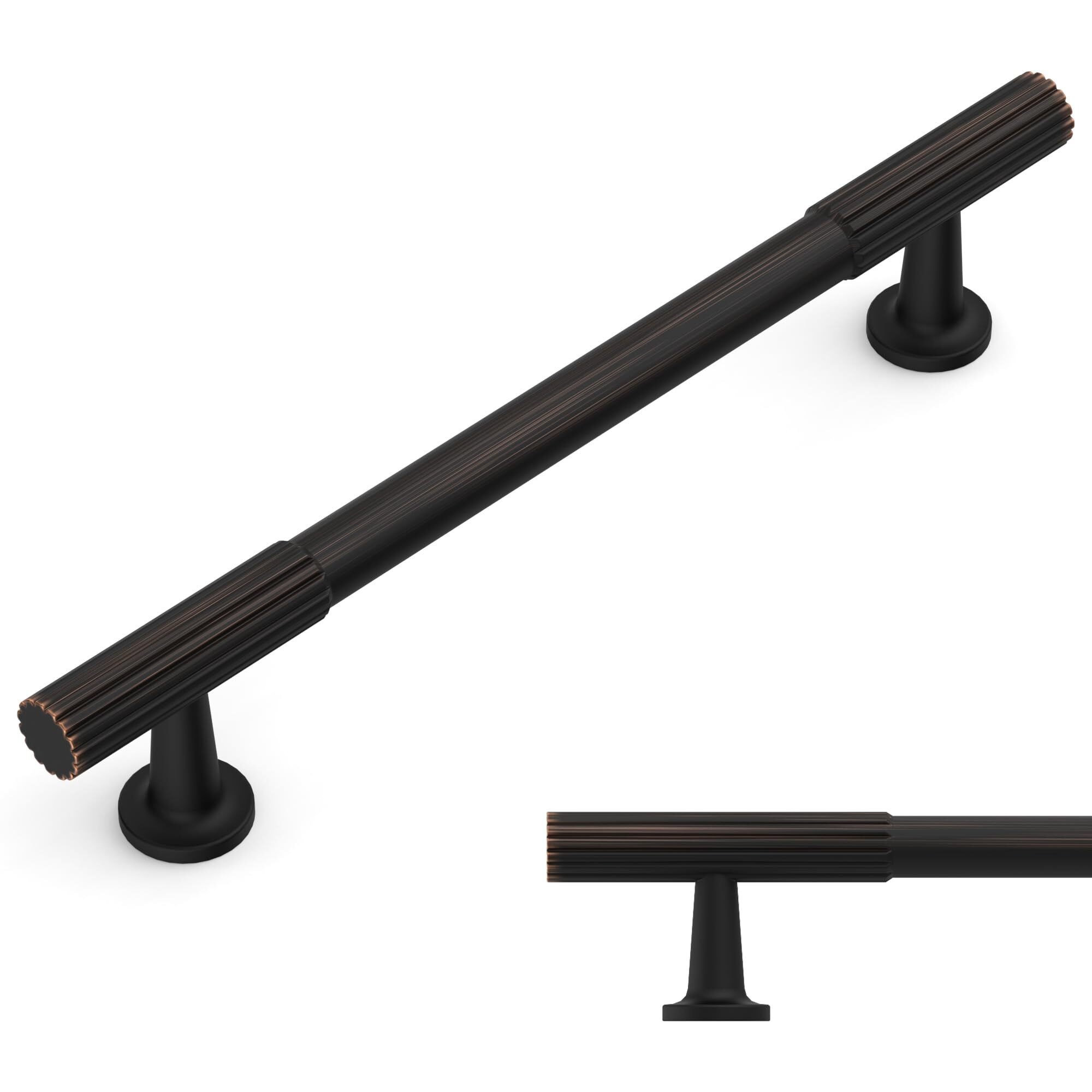 Amerdeco 10 Pack Oil Rubbed Bronze Cabinet Pulls 6.3 Inch(160Mm) Hole Centers Kitchen Cabinet Handles Hardware For Cabinets Cupboard Handles Drawer Pulls Zh0071