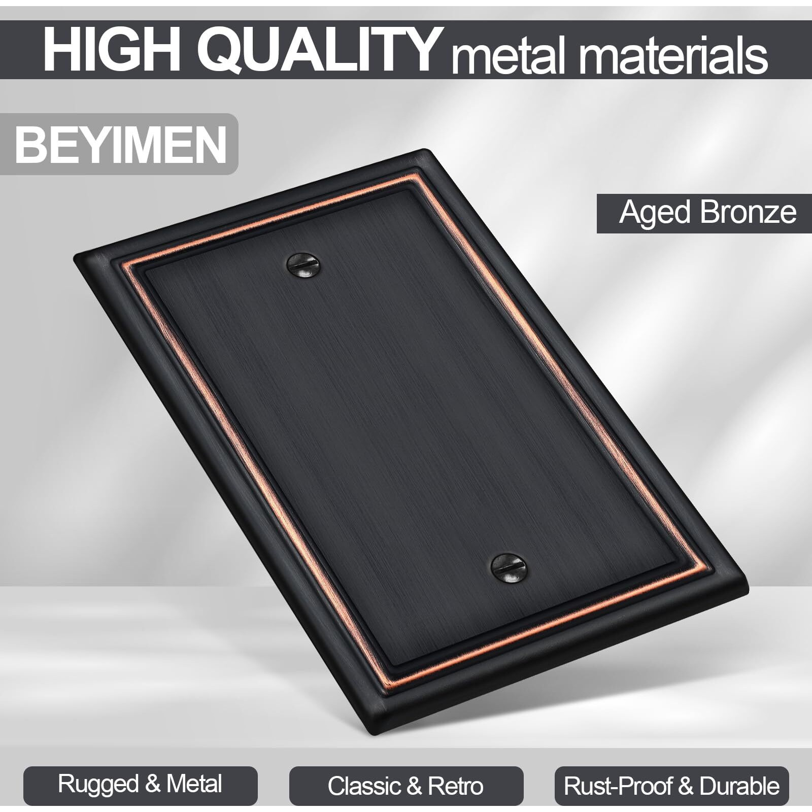 Oil Rubbed Bronze Decorative Blank Light Switch Covers Plate, Metal Material 1 Gang Wall Plates For Blank Light Switch, Single Blank Switch Plate Cover - Classic Style, 6 Pack