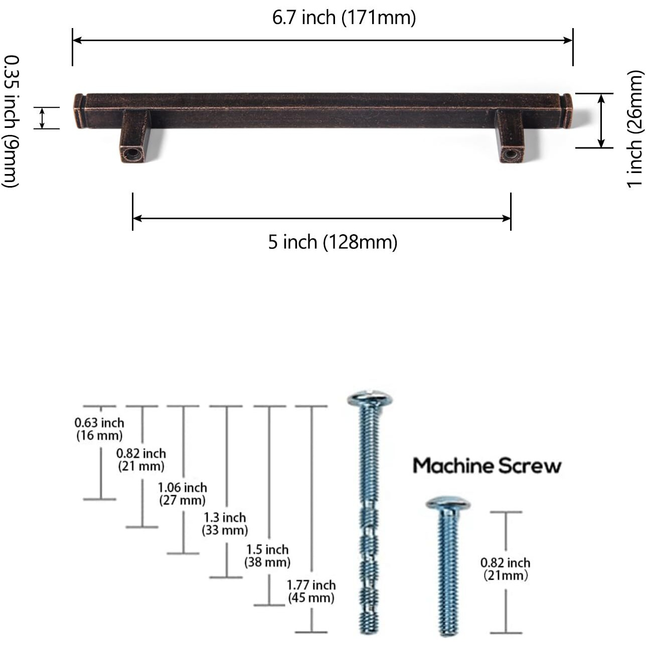Goo-Ki 6 Pack 5 In (128Mm) Hole Center Cabinet Pulls Antique Oil Rubbed Bronze Zinc Alloy Kitchen Drawer Pulls Drawer Handles 6-3/4 Inch Length 1814-Agt-128