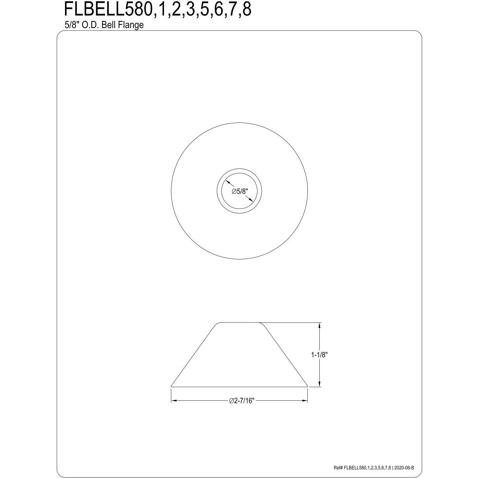 Kingston Brass Flbell585 Nuvofusion 5/8-Inch Od Bell Flange, 2-3/8-Inch, Oil Rubbed Bronze