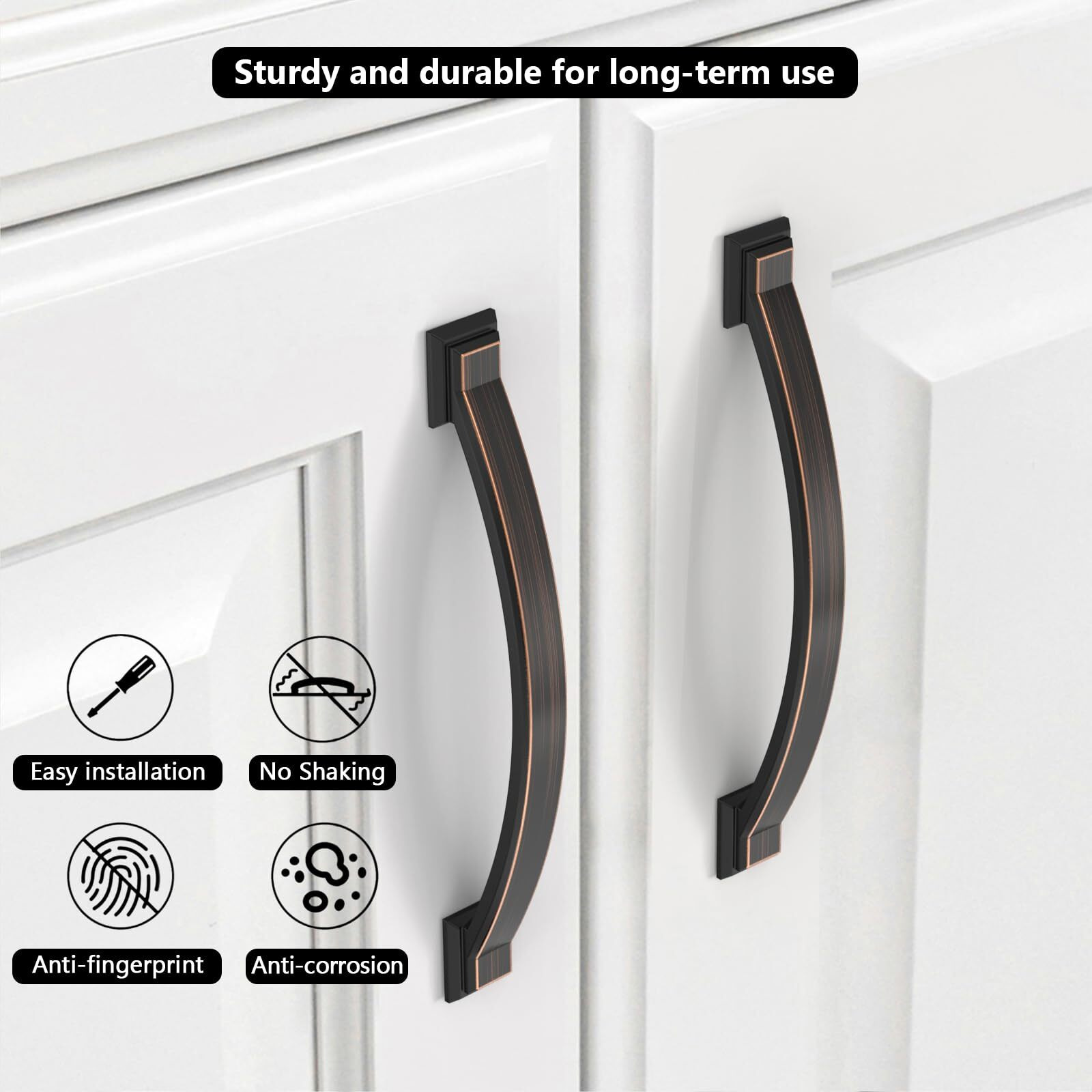 Coinkoly 10 Pack Oil Rubbed Bronze Cabinet Pulls 5'''(128Mm) Hole Centers,Hardware For Cabinets,Kitchen Cabinet Handles,Arch Cabinet Handles For Bathroom Dresser Drawer Handles