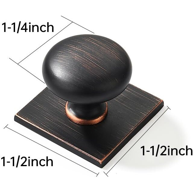 Khtumeware 2 Pack 1-1/2 Inch Oil Rubbed Bronze Cabinet Knobs With Vintage Backplate - For Drawers, Cabinets & Bi-Fold Doors Venetian Bronze