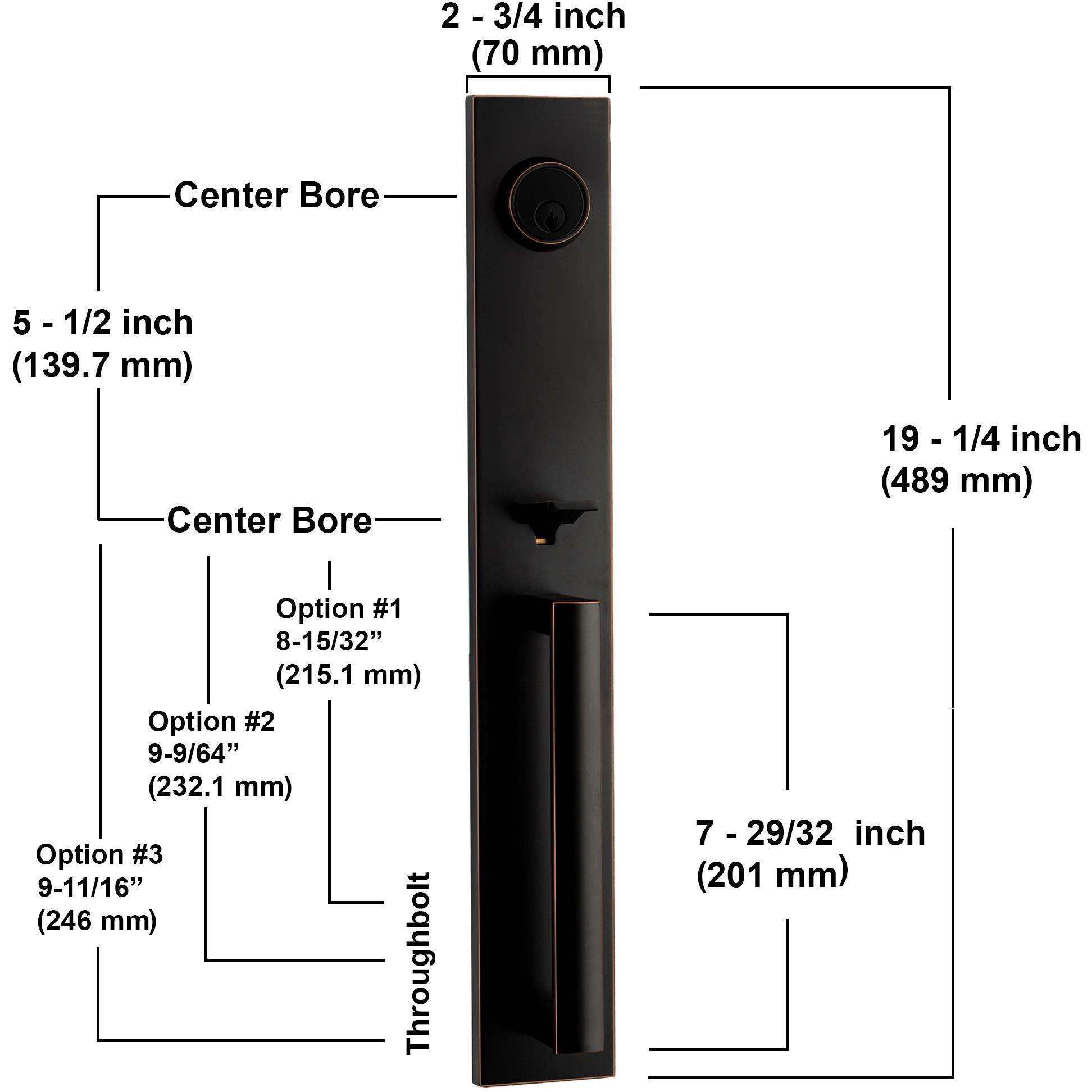 Berlin Modisch Full Escutcheon Handleset Front Door Entry Handle And Deadbolt Lock Set Slim Square Single Cylinder Deadbolt And Lever Heavy Duty - Oil Rubbed Bronze Finish