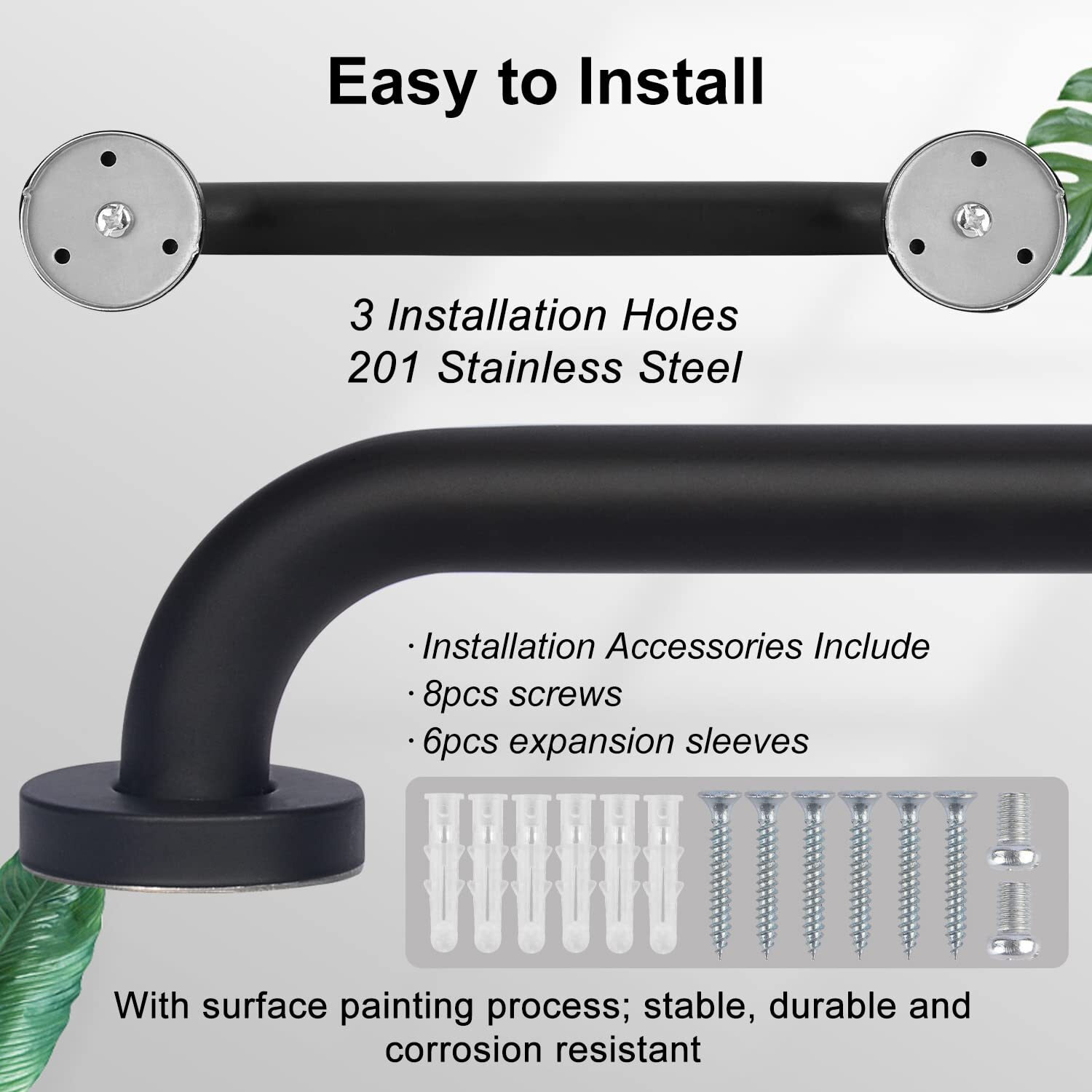 Supregear Bathroom Grab Bar, 12 In Non-Slip 201 Stainless Steel Bathroom Safety Grab Bar Oil Rubbed Black Hand Rail For Bathtub Toilet Kitchen Bedroom Shower, Concealed Screw Wall Mounted