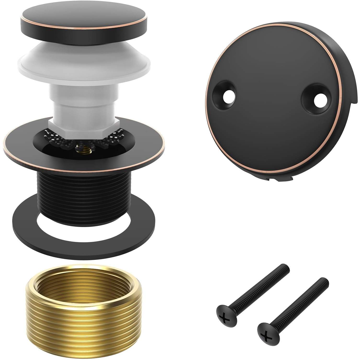 Homeslea Tub Drain Kit, Tip-Toe Bathtub Drains And Overflow Kit, Bathroom Bath Tub Drain Replacement Kit, Brass Metal Tub Drain Cover, Tub Trim Set And Universal Fine/Coarse Thread-Oil Rubbed Bronze