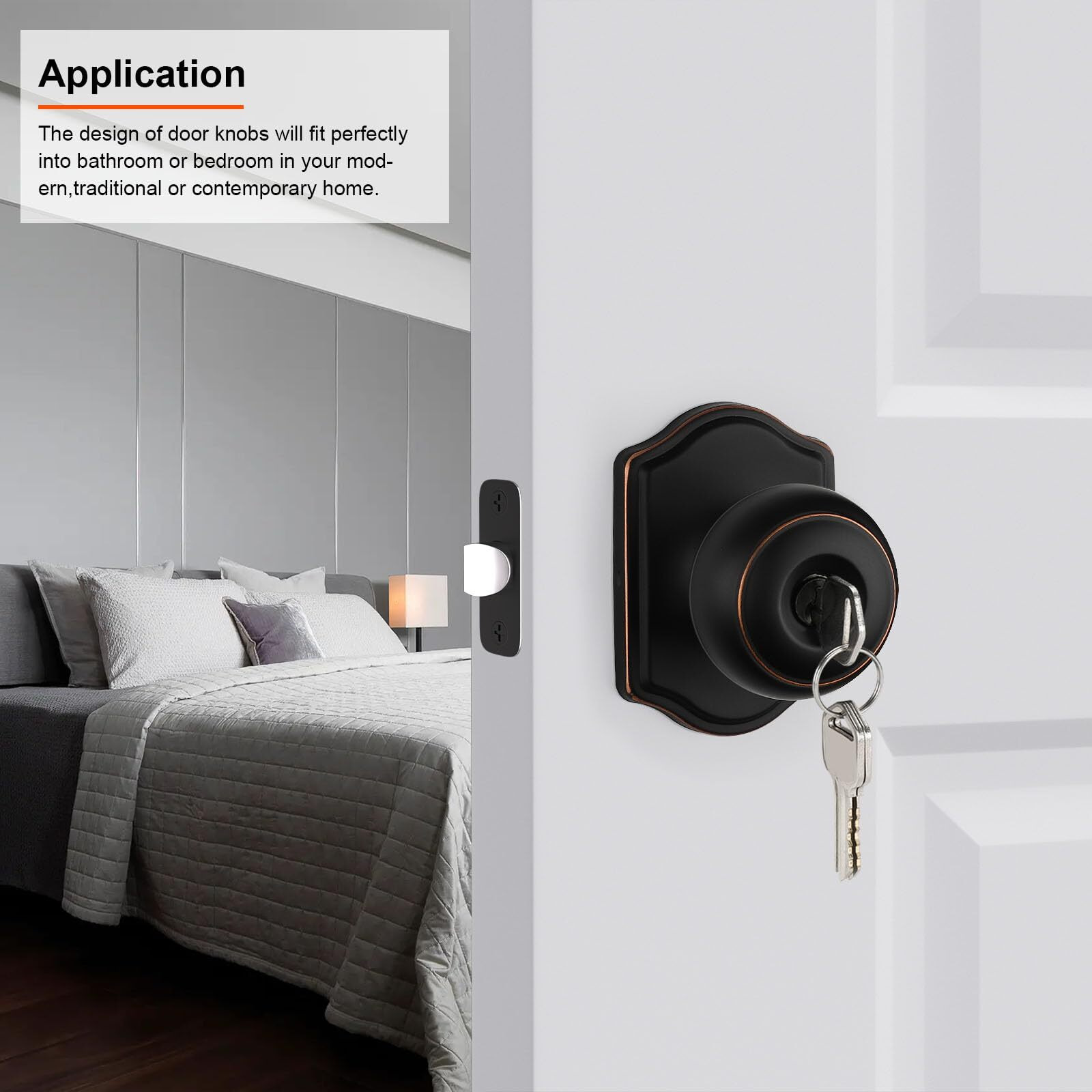 Haidms Keyed Entry Bronze Door Knob Interior, Exterior Locking Door Knobs, Oil Rubbed Bronze Exterior Doorknobs With Lock And Key, 6 Pack
