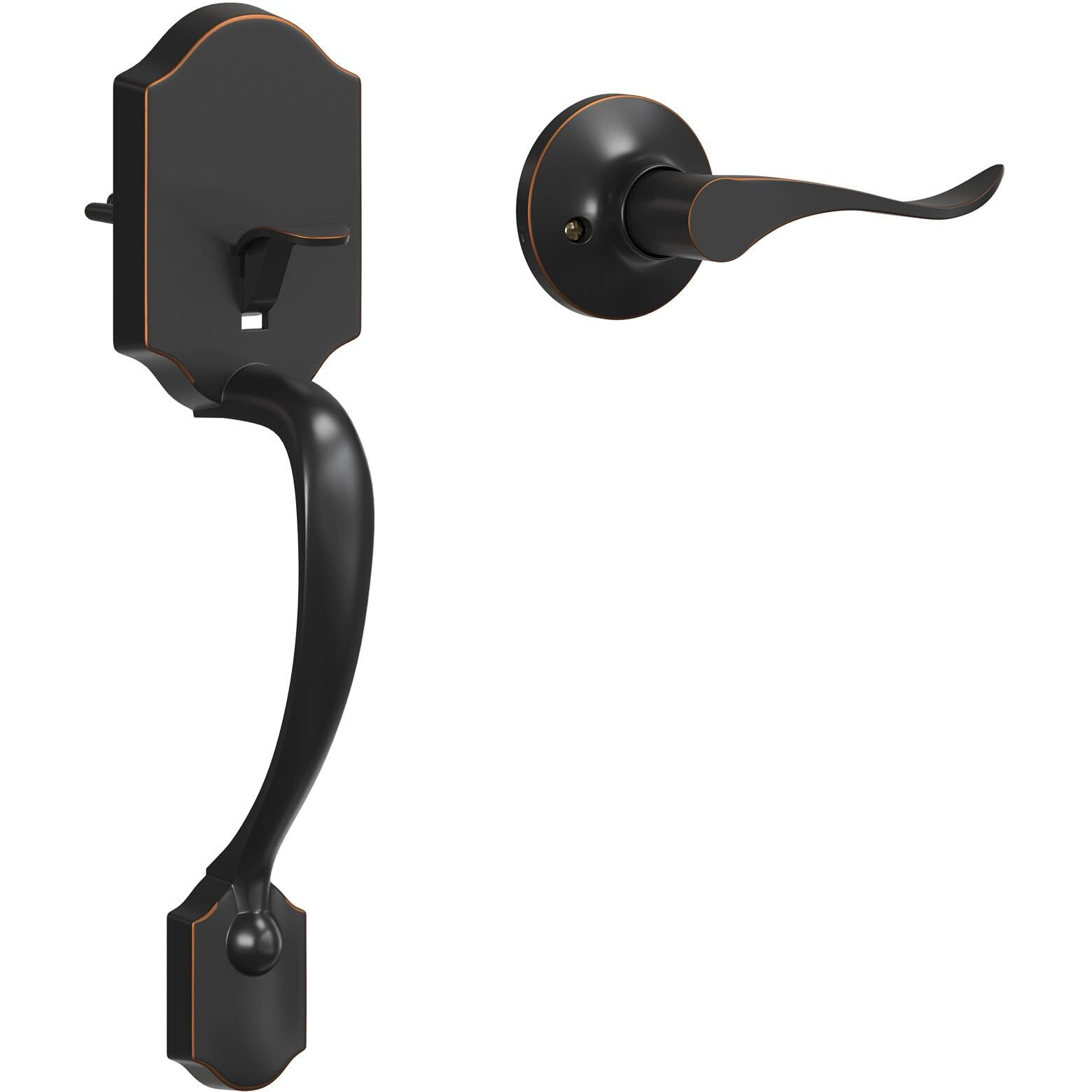 Hosom Front Door Handle Set No Lock Exterior Door Handle With Reversible Lever, Entry Door Handleset For Right & Left-Handed Doors, Oil Rubbed Bronze