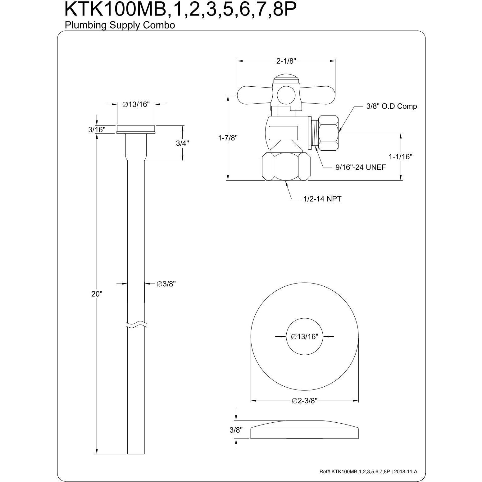 Kingston Brass Ktk105P Trimscape Toilet Supply Kit, Oil Rubbed Bronze