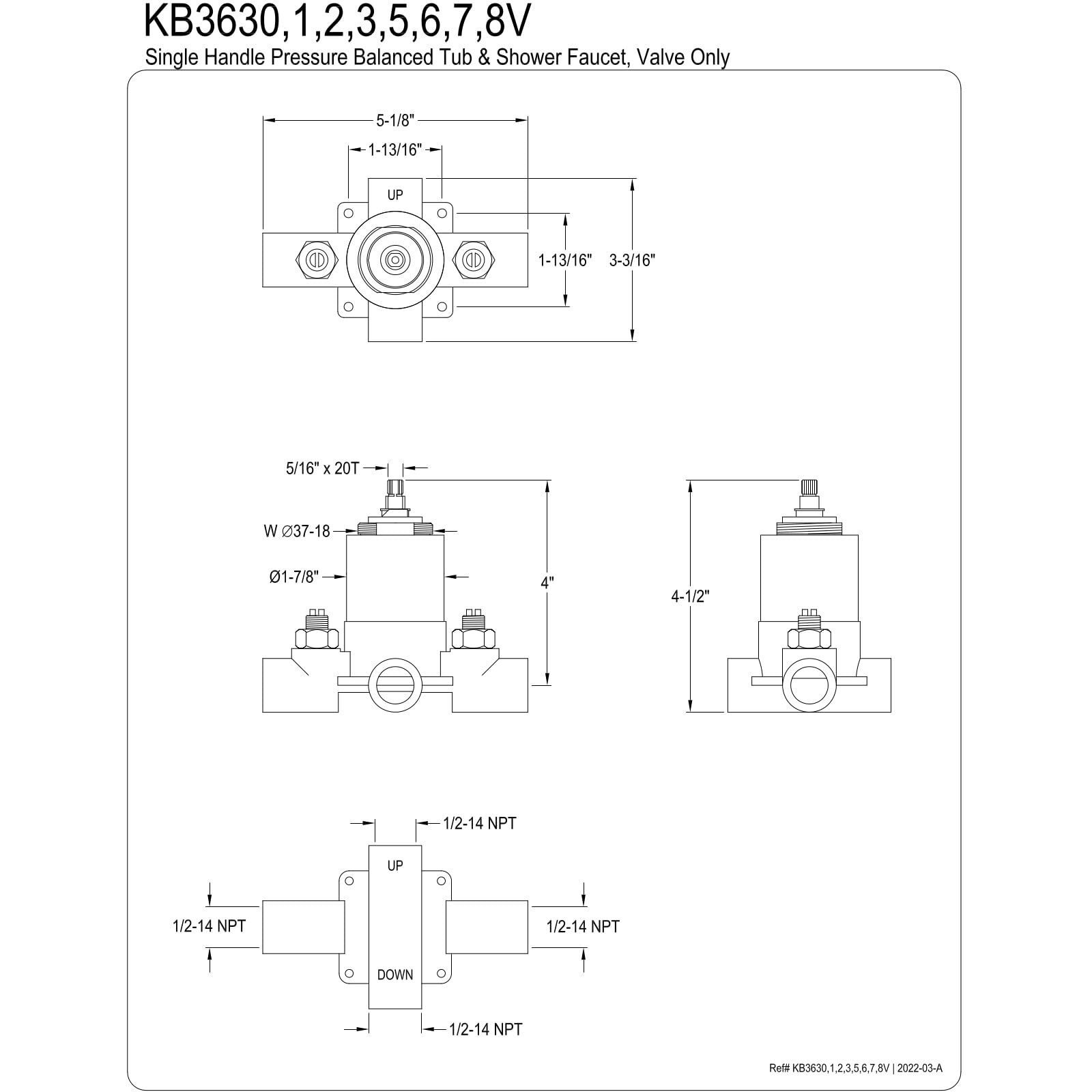 Kingston Brass Kb3635V Plumbing Parts Valve, Oil Rubbed Bronze