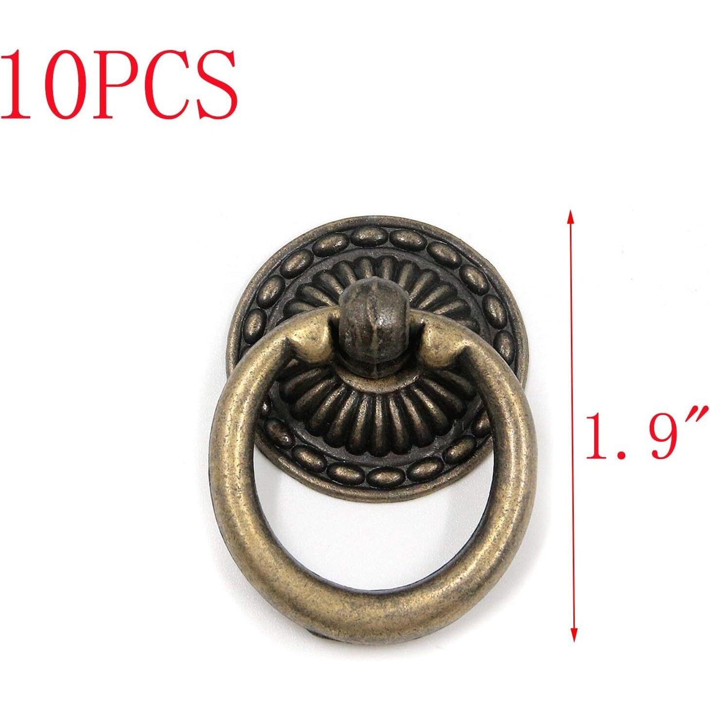 My Mironey 10 Pack Vintage Cabinet Handles, Oil Rubbed Bronze Ring Drawer Pulls, Zinc Alloy Hardware Knobs With Screws For Kitchen, Dresser, Cabinet
