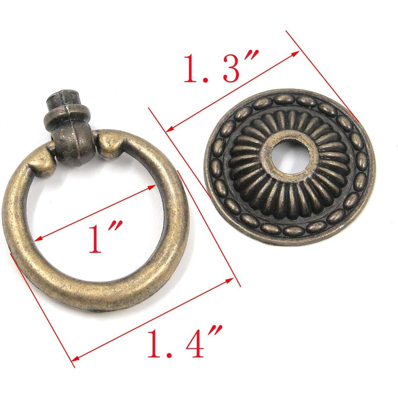 My Mironey 10 Pack Vintage Cabinet Handles, Oil Rubbed Bronze Ring Drawer Pulls, Zinc Alloy Hardware Knobs With Screws For Kitchen, Dresser, Cabinet