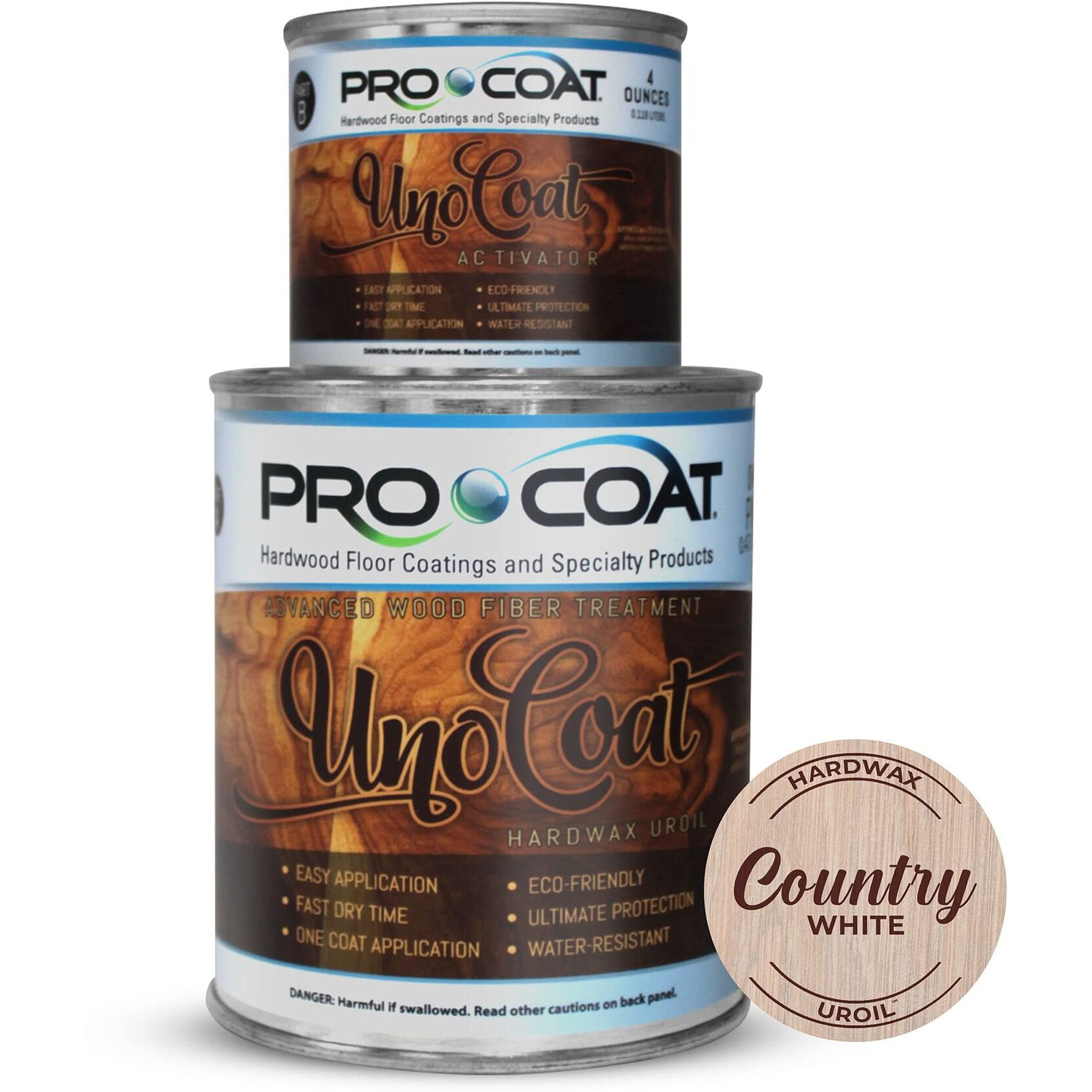 Unocoat Hardwax Uroil With Activator - Made In Usa, Advanced Wood Grain Treatment For Indoor Applications, Urethane-Modified Hard Wax Oil, For Any Wood Species-1 Pint (16Oz / 473Ml) - Country White