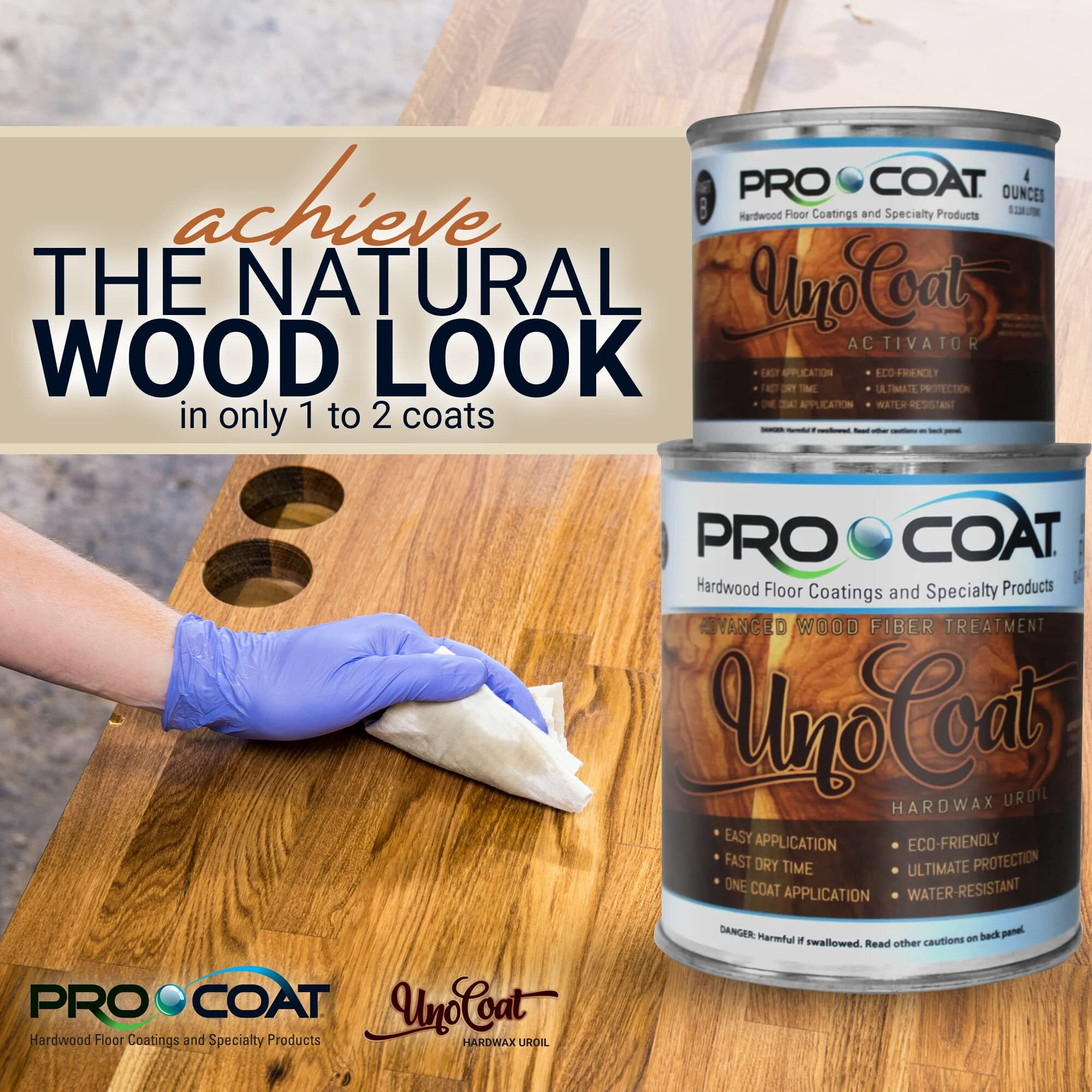 Unocoat Hardwax Uroil With Activator - Made In Usa, Advanced Wood Grain Treatment For Indoor Applications, Urethane-Modified Hard Wax Oil, For Any Wood Species-1 Pint (16Oz / 473Ml) - Provencial