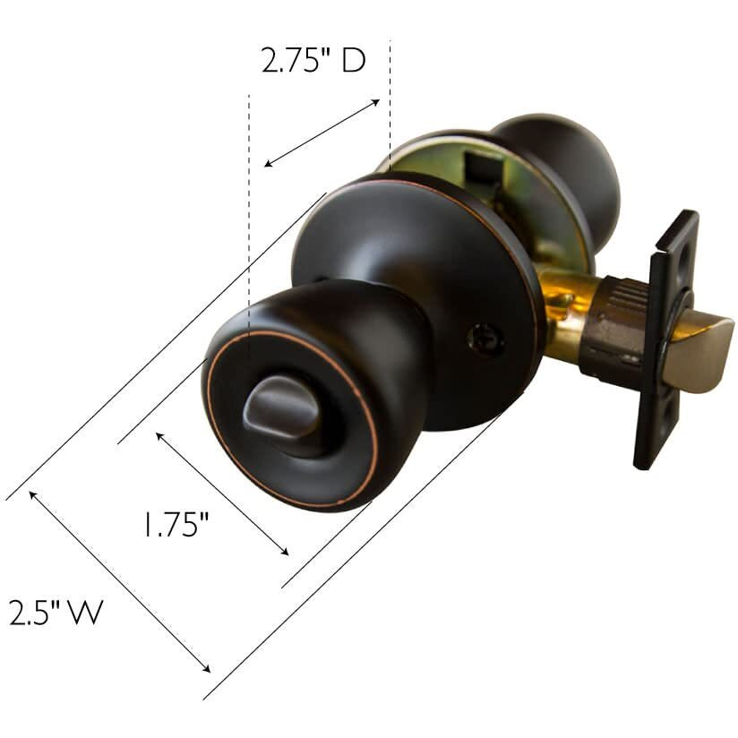 Design House 12-Pack Terrace 6-Way Universal Privacy Door Knob For Bedrooms And Bathrooms, Fits Standard Doors, Oil Rubbed Bronze, 190694